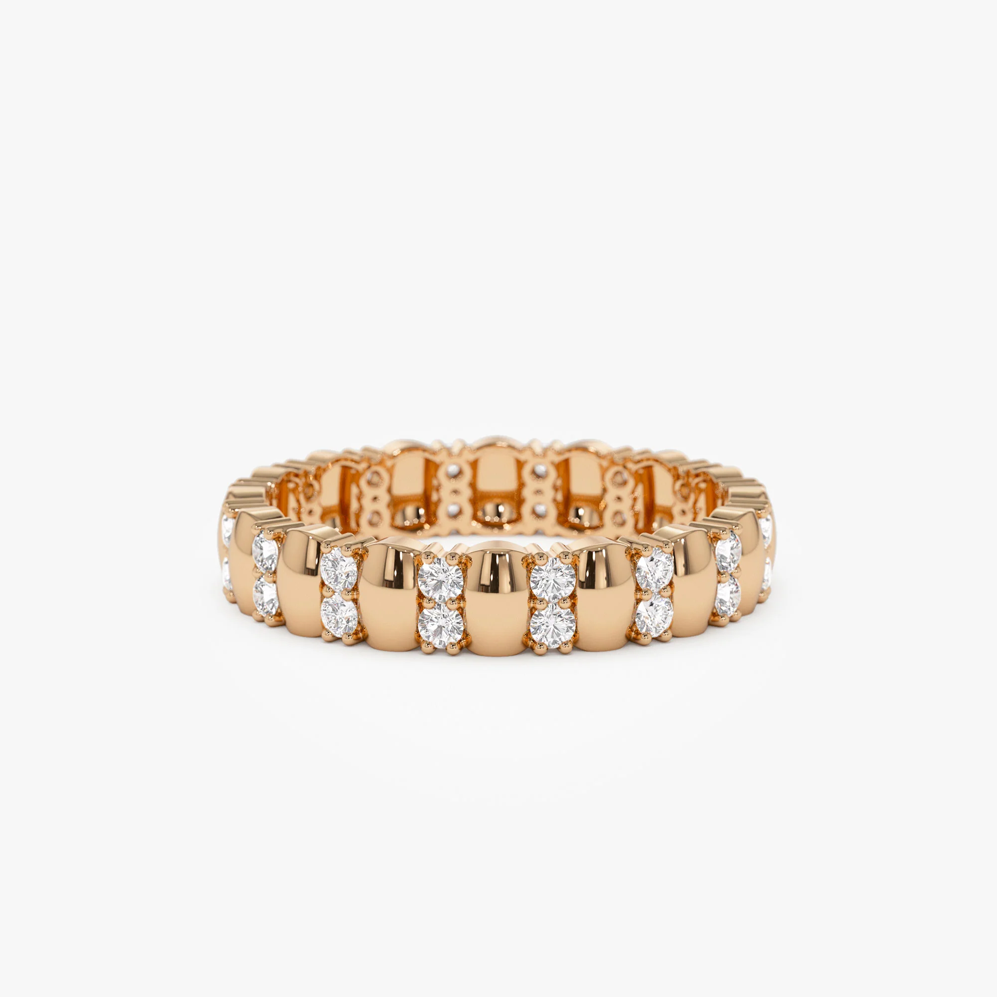 14k Unique Double Row Diamond Eternity Ring - Image 7