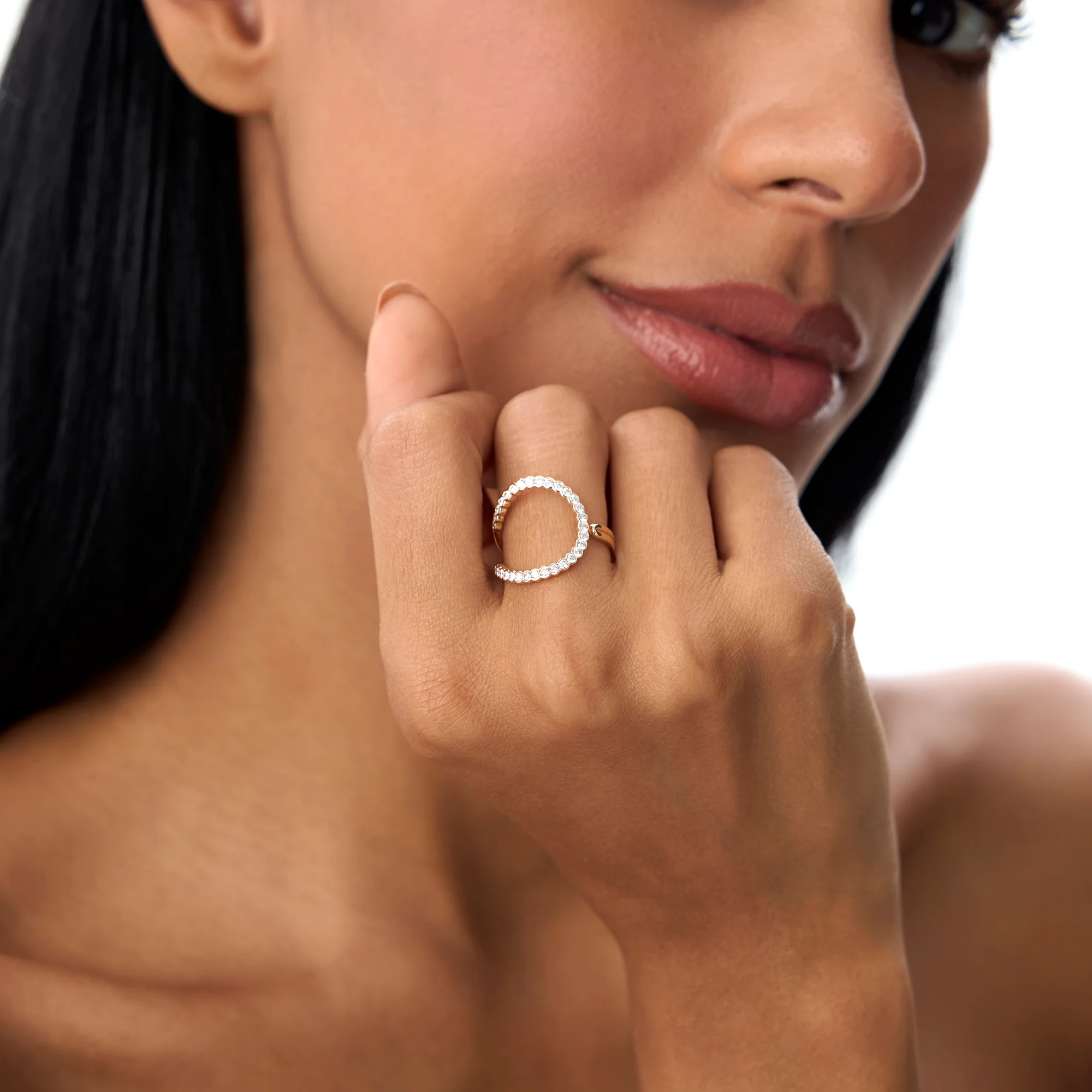 14k Unique Half Bezel Diamond Ring - Image 4