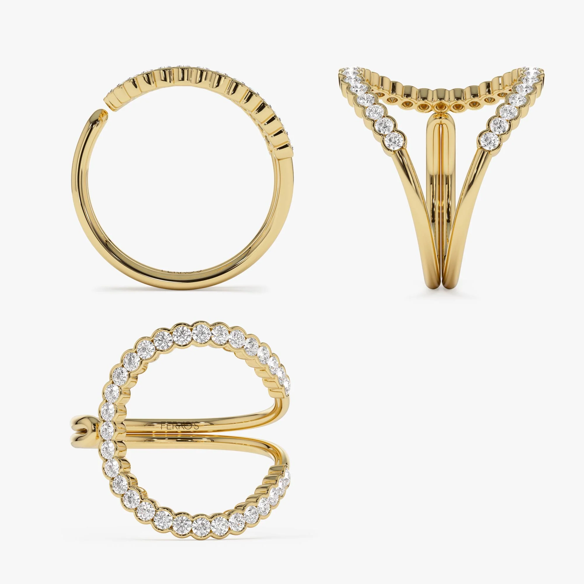 14k Unique Half Bezel Diamond Ring - Image 9