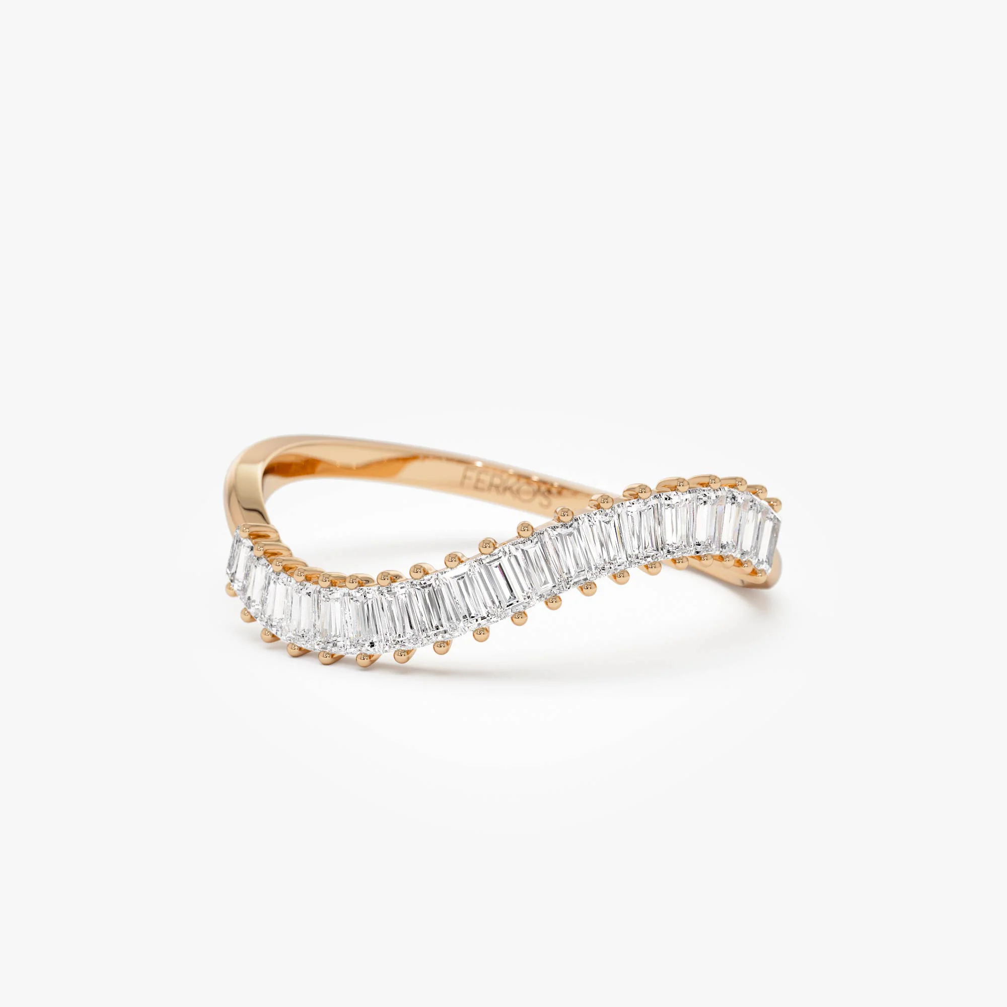 14k Unique Wave Design Baguette Diamond Ring - Image 5