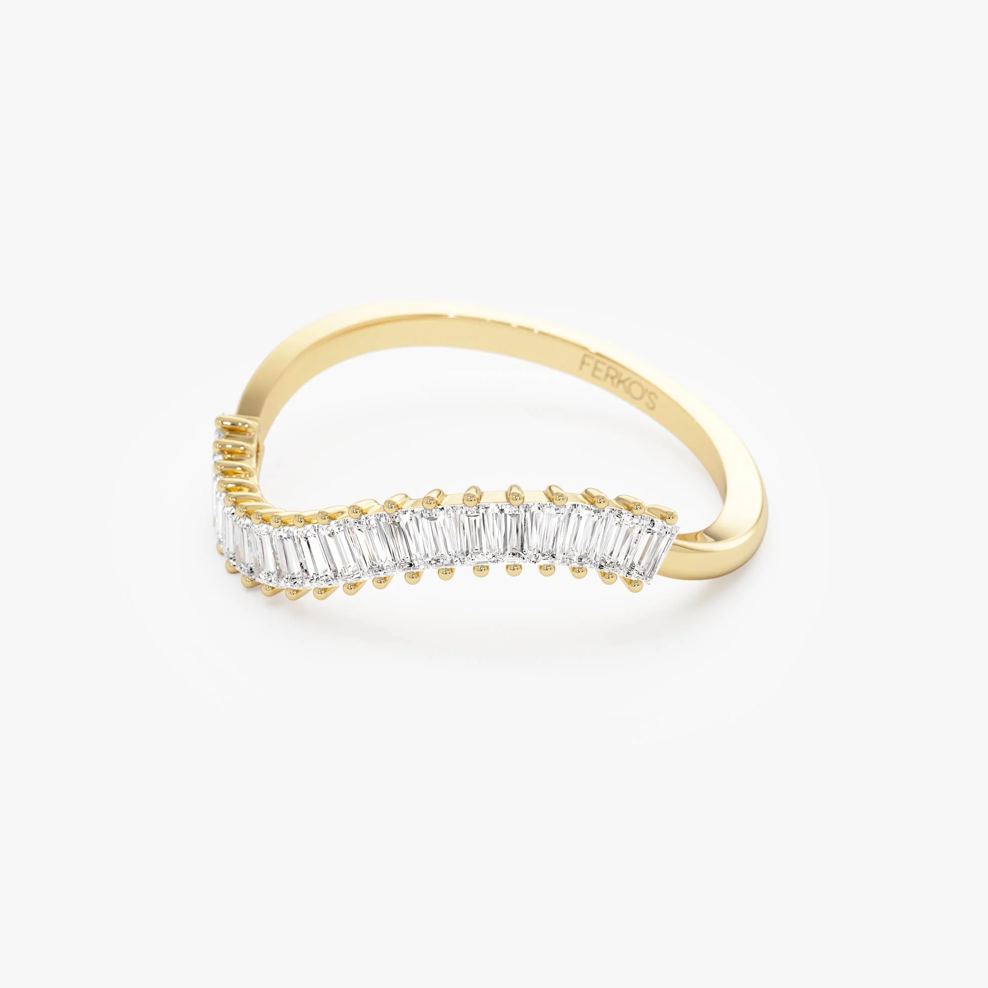 14k Unique Wave Design Baguette Diamond Ring - Image 7