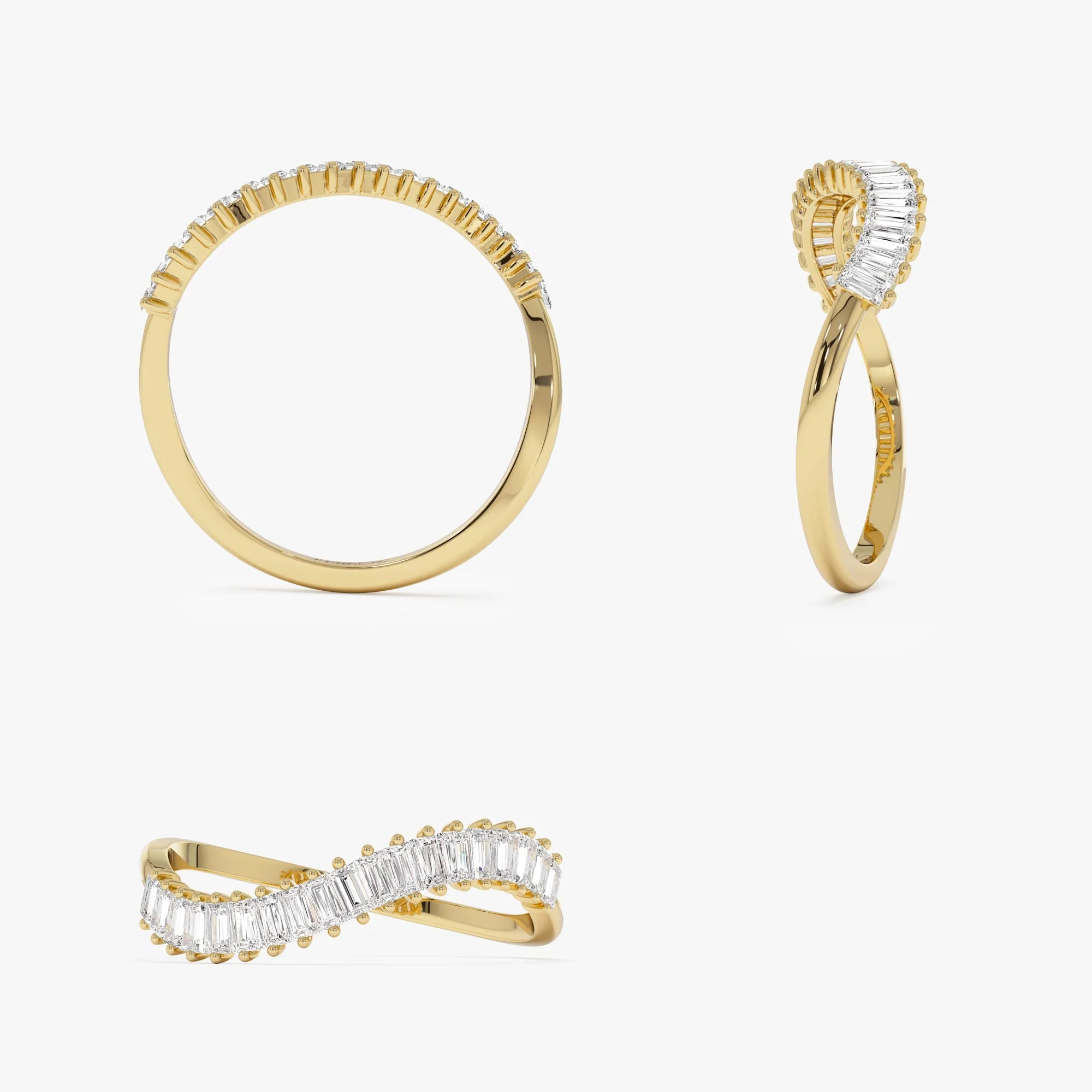 14k Unique Wave Design Baguette Diamond Ring - Image 8