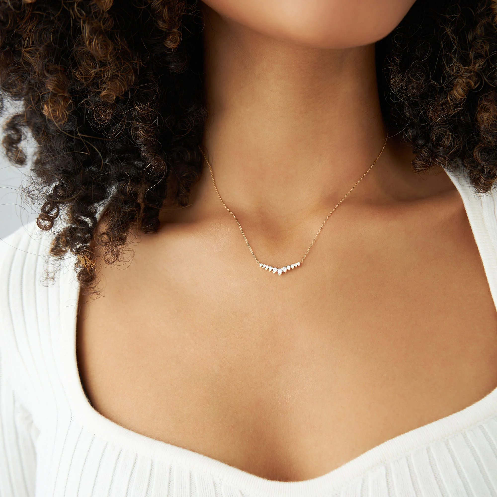 14k V Prong Chevron Diamond Necklace - Image 5