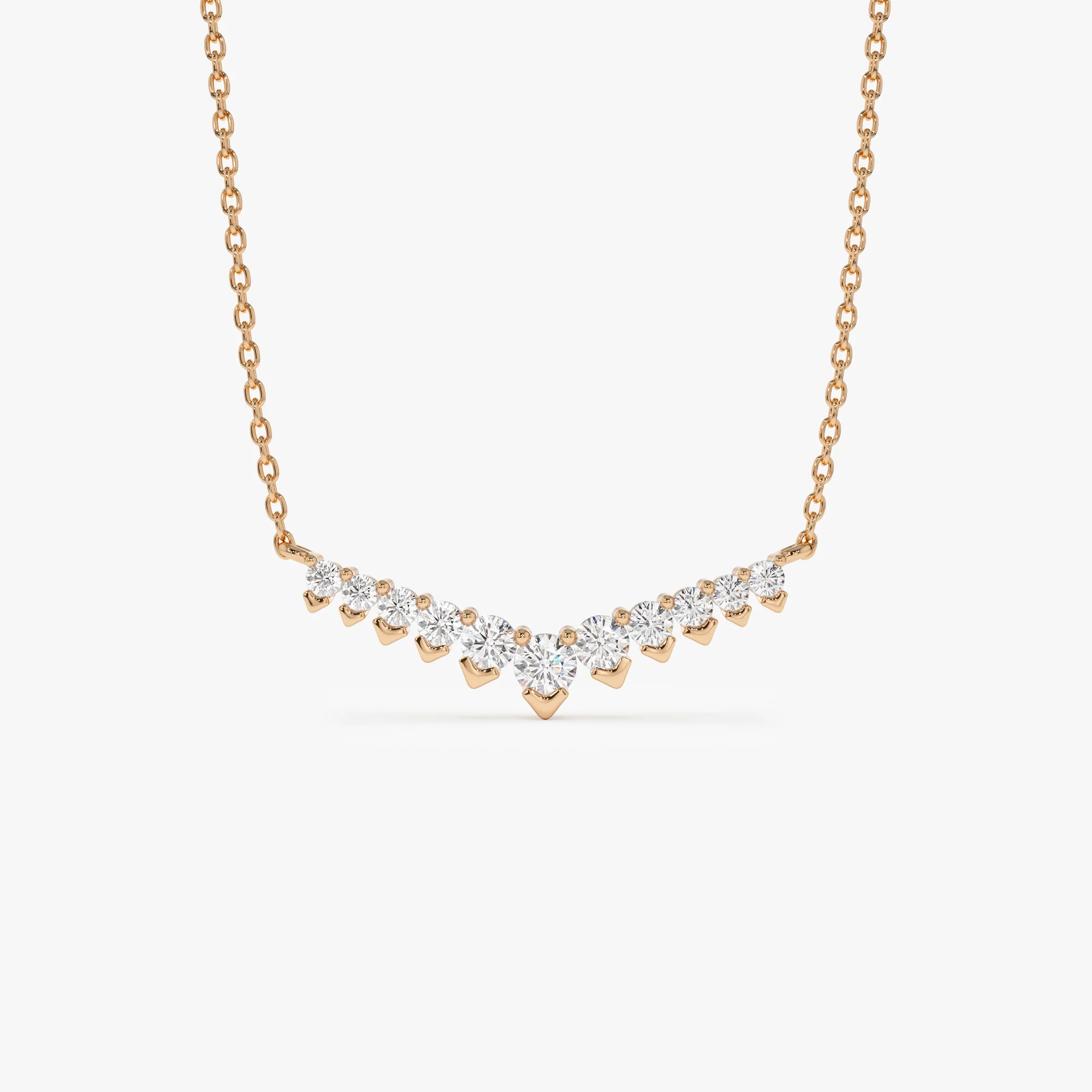 14k V Prong Chevron Diamond Necklace - Image 6