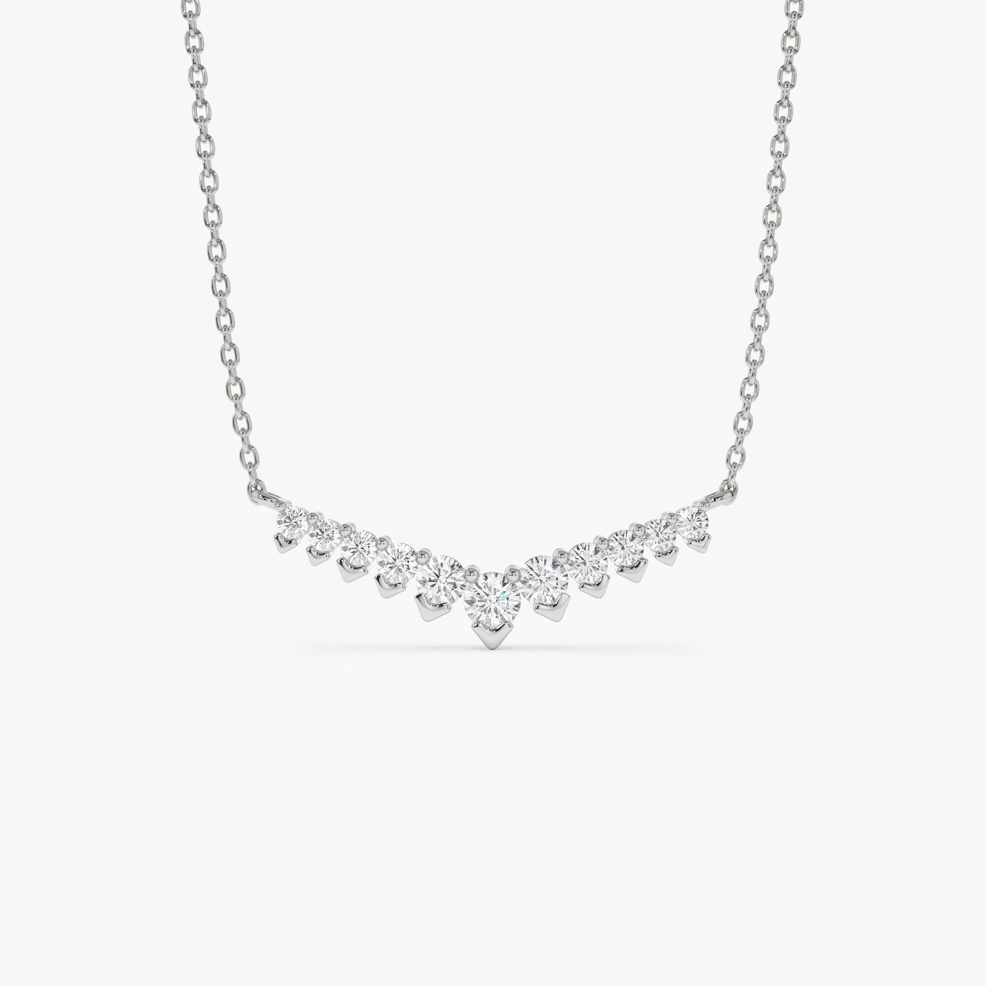 14k V Prong Chevron Diamond Necklace - Image 7