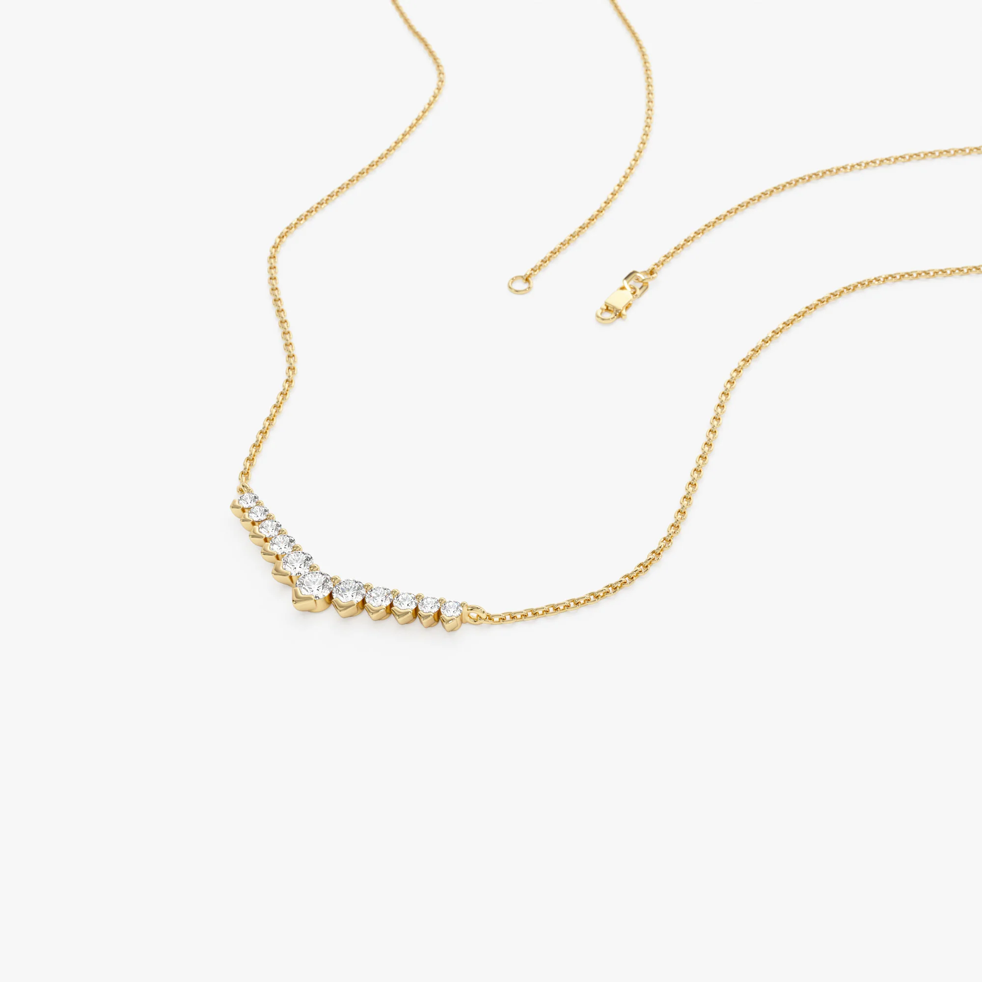 14k V Prong Chevron Diamond Necklace - Image 8