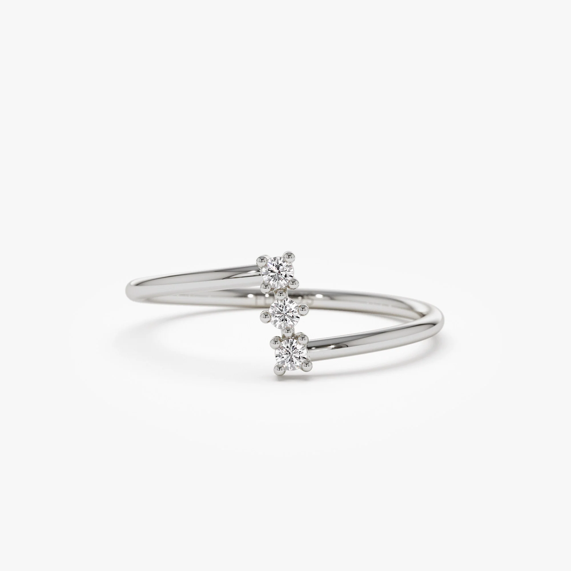 14k Vertical Three Stone Natural Diamond Ring - Image 5
