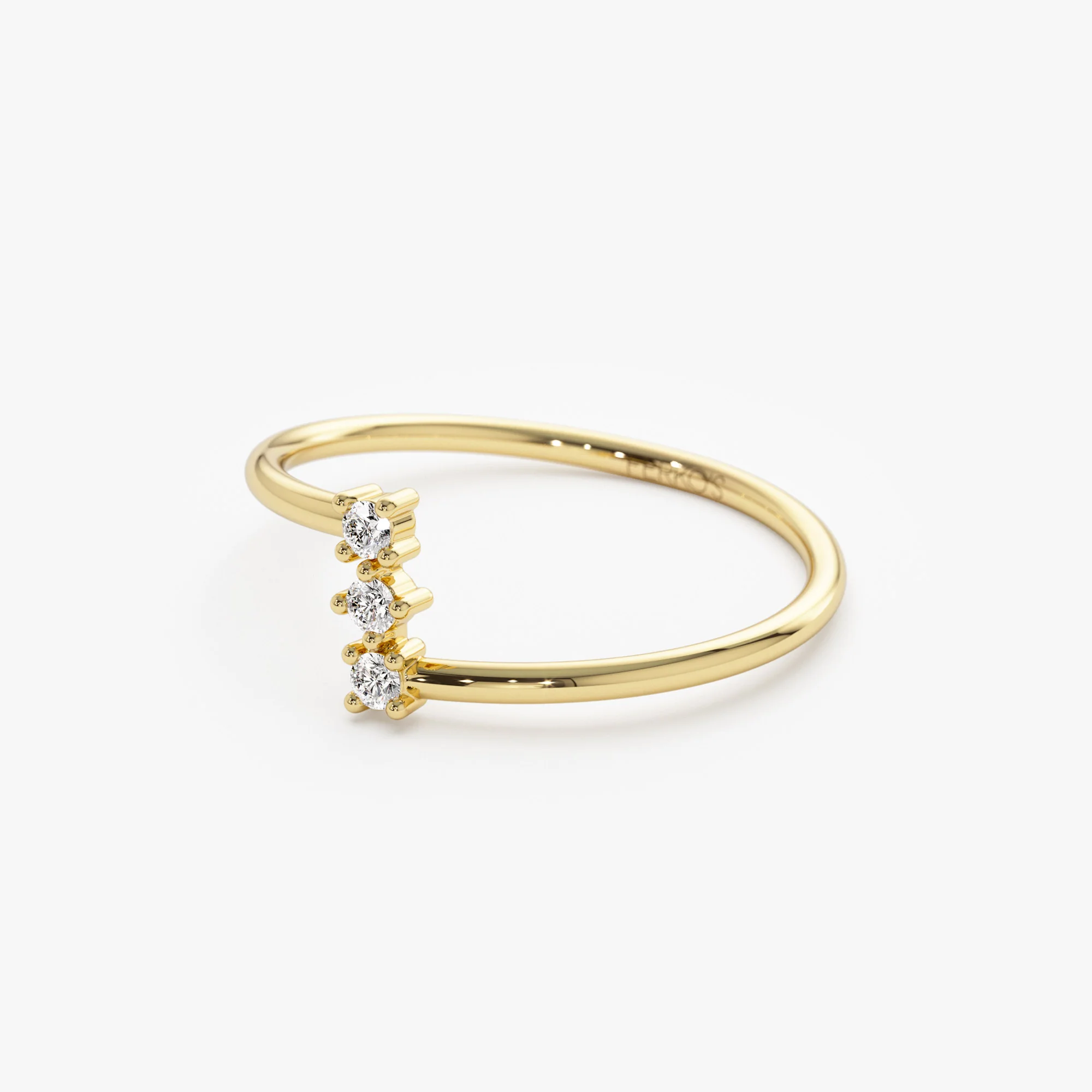 14k Vertical Three Stone Natural Diamond Ring - Image 6