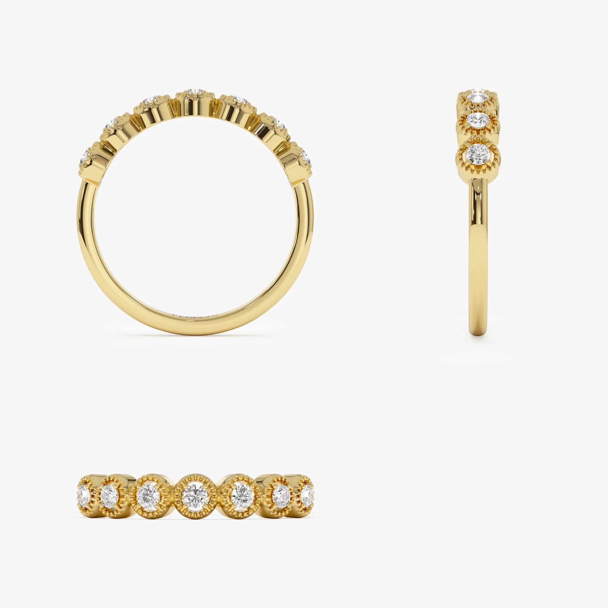 14k Vintage Style Diamond Band Ring - Image 9