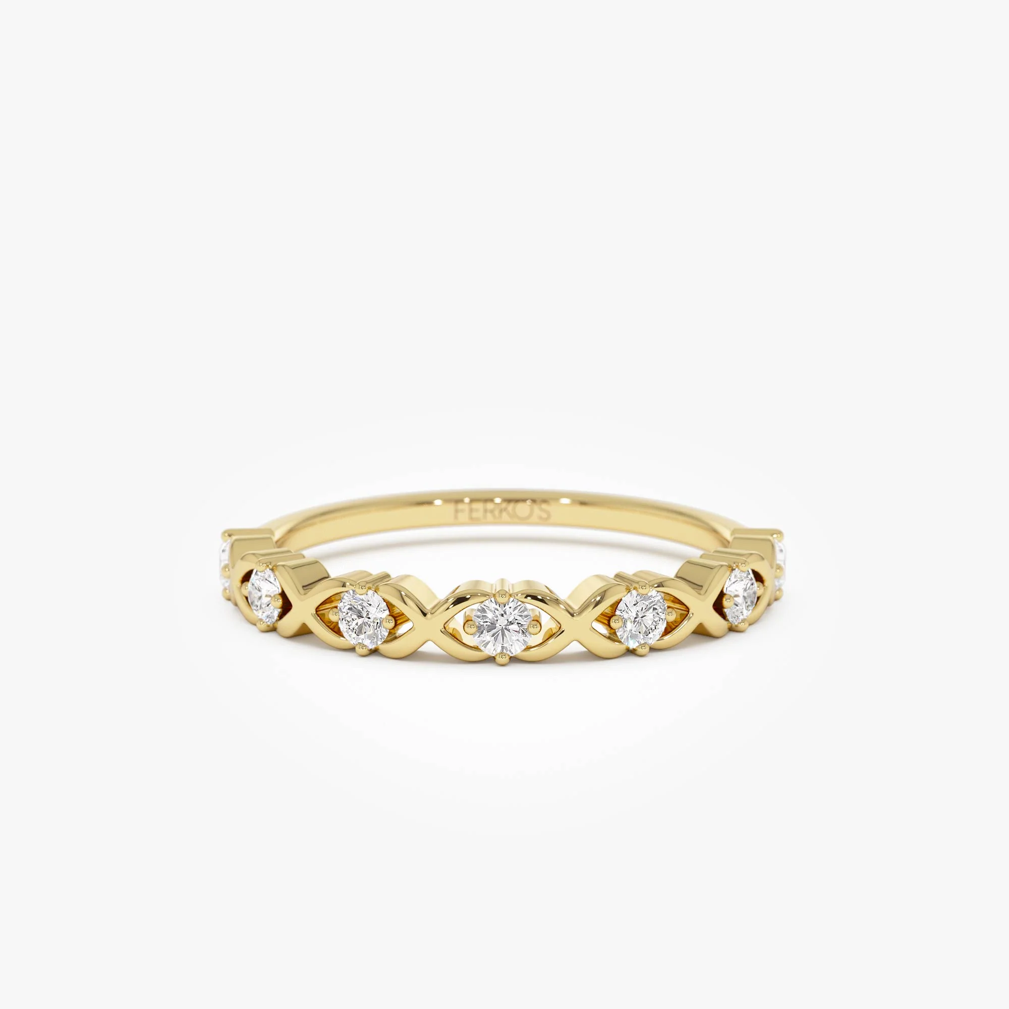 14k X O Design Diamond Wedding RIng