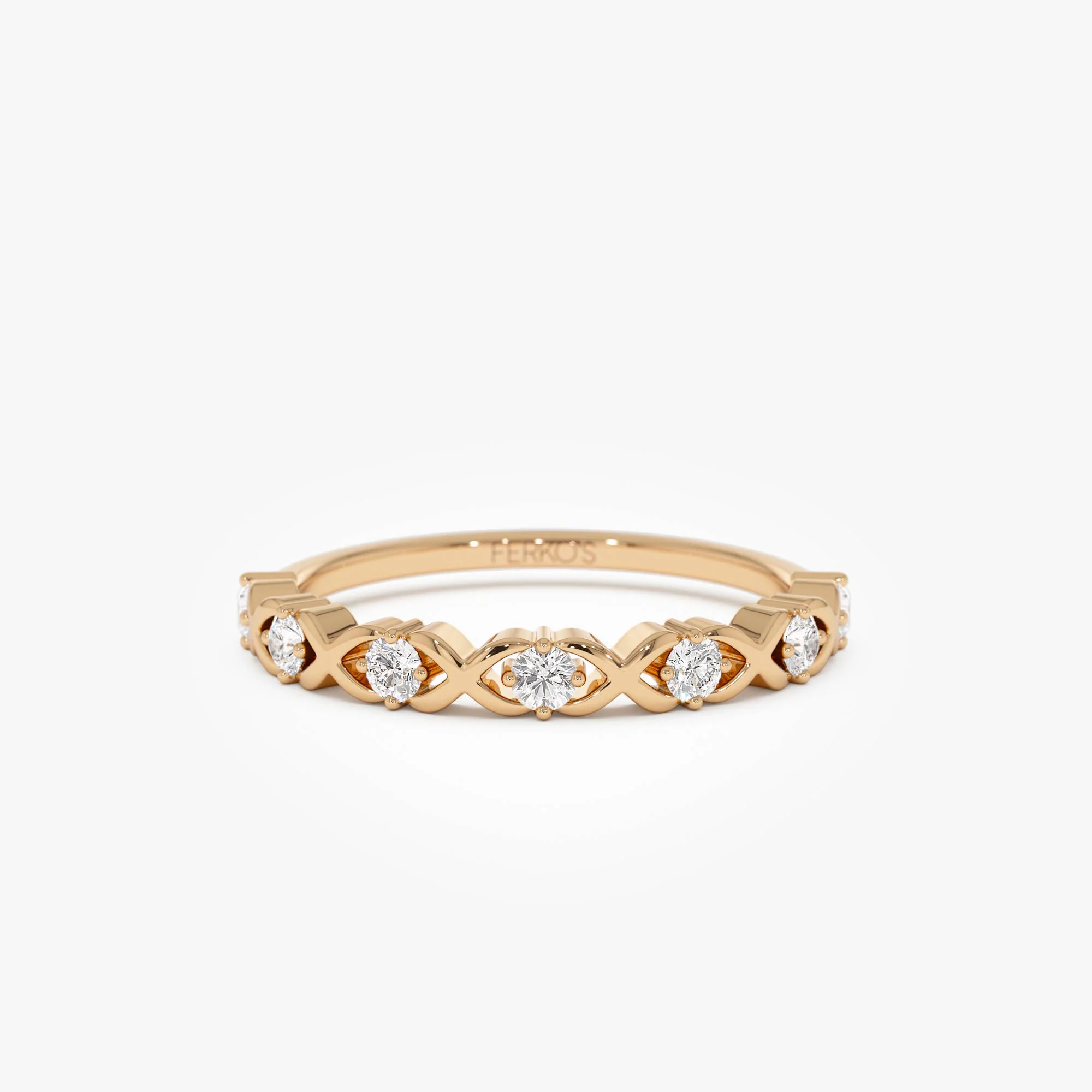 14k X O Design Diamond Wedding RIng - Image 4