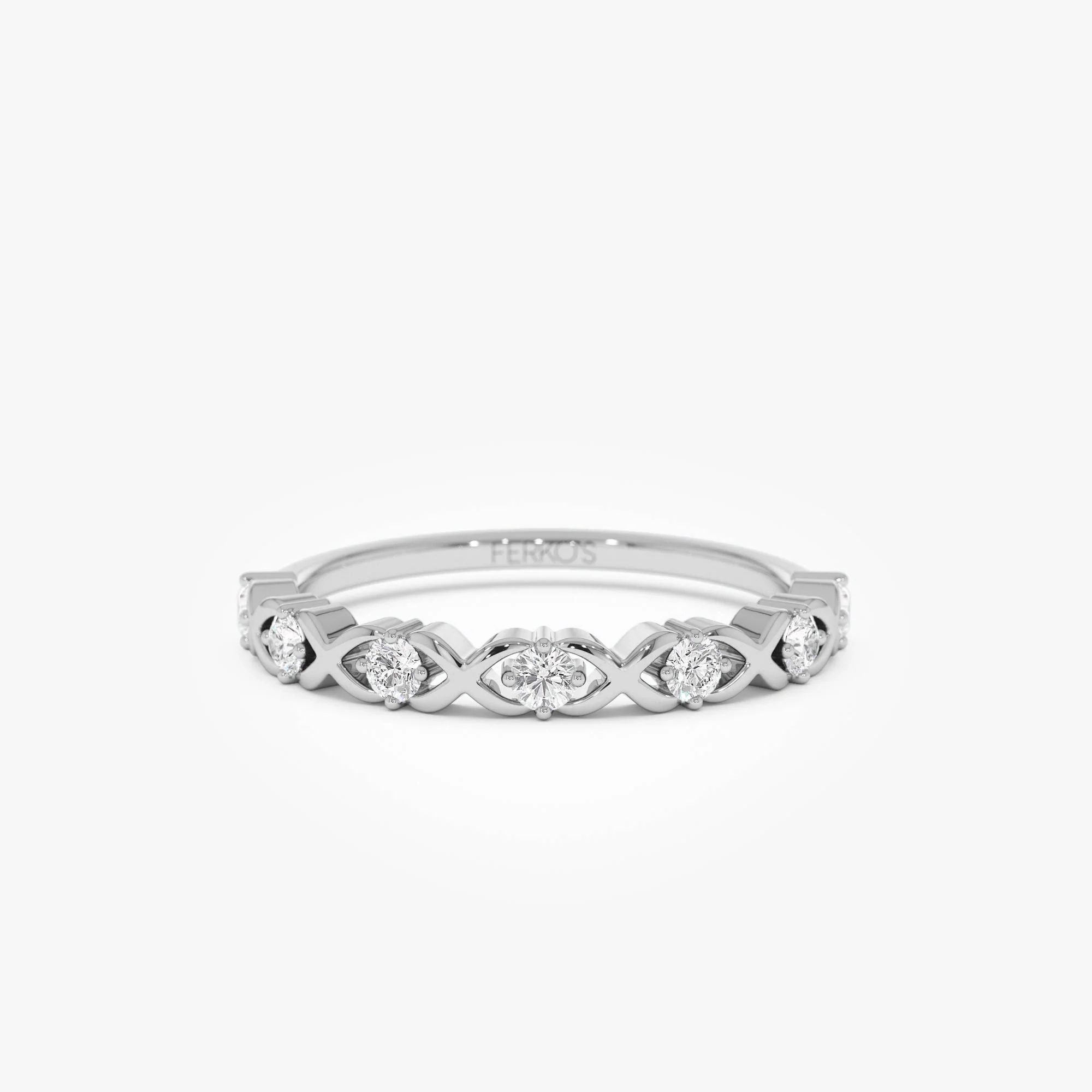 14k X O Design Diamond Wedding RIng - Image 5