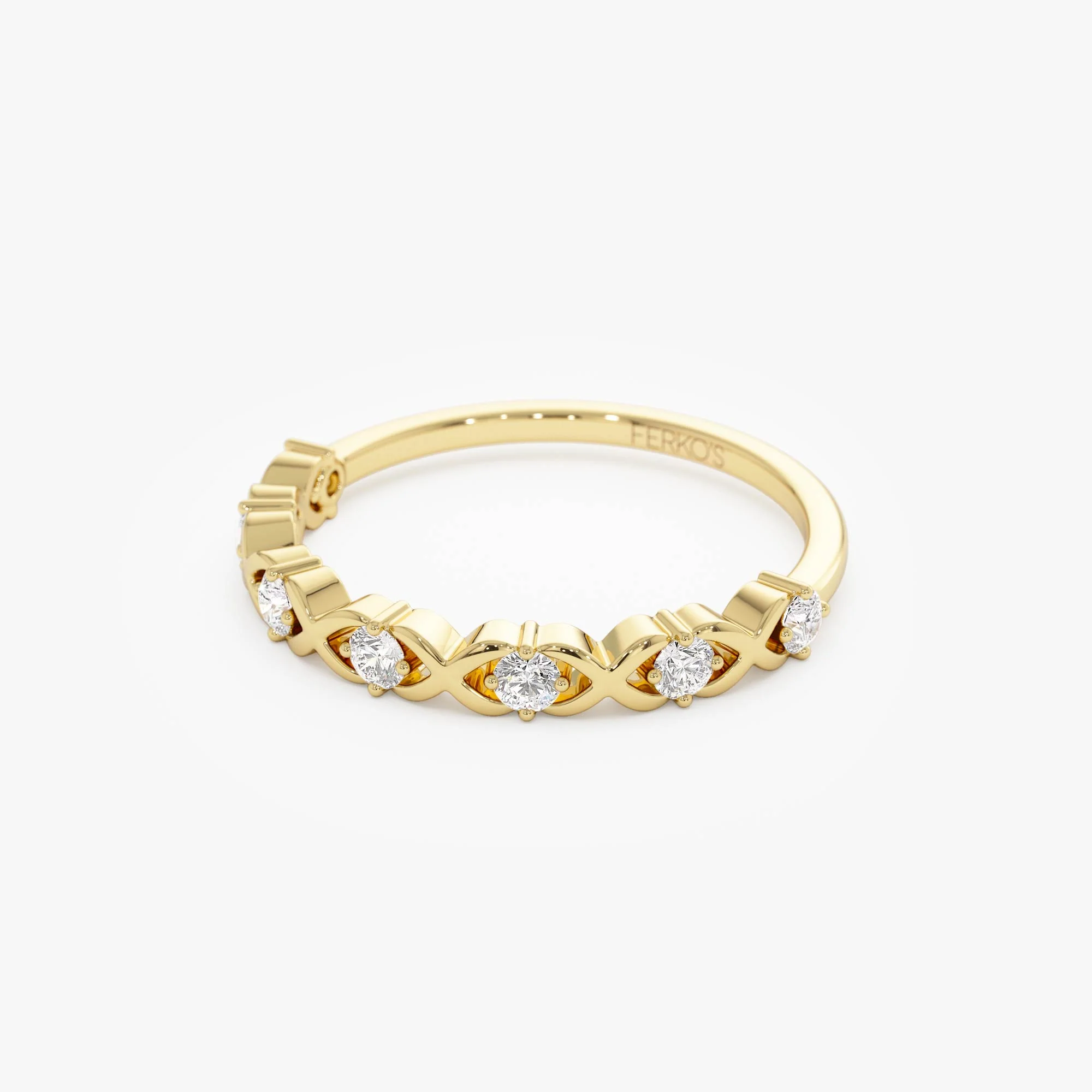 14k X O Design Diamond Wedding RIng - Image 6