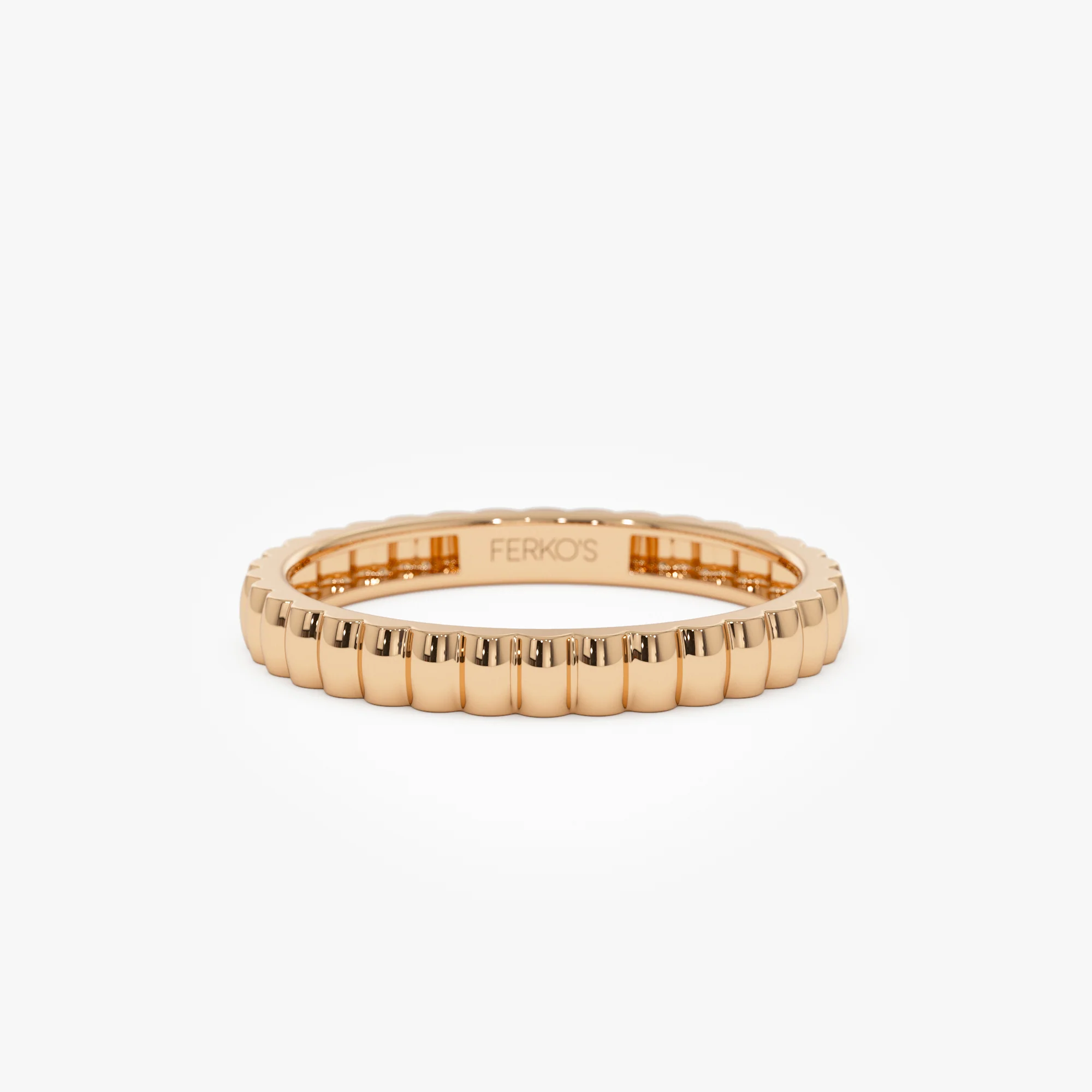 14K 2.5MM Ribbed Gold Band - Image 6