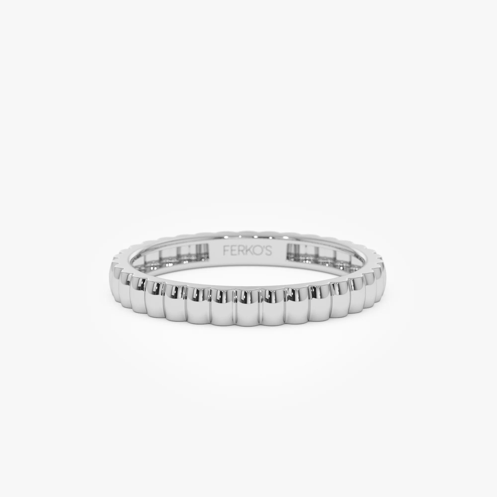 14K 2.5MM Ribbed Gold Band - Image 7