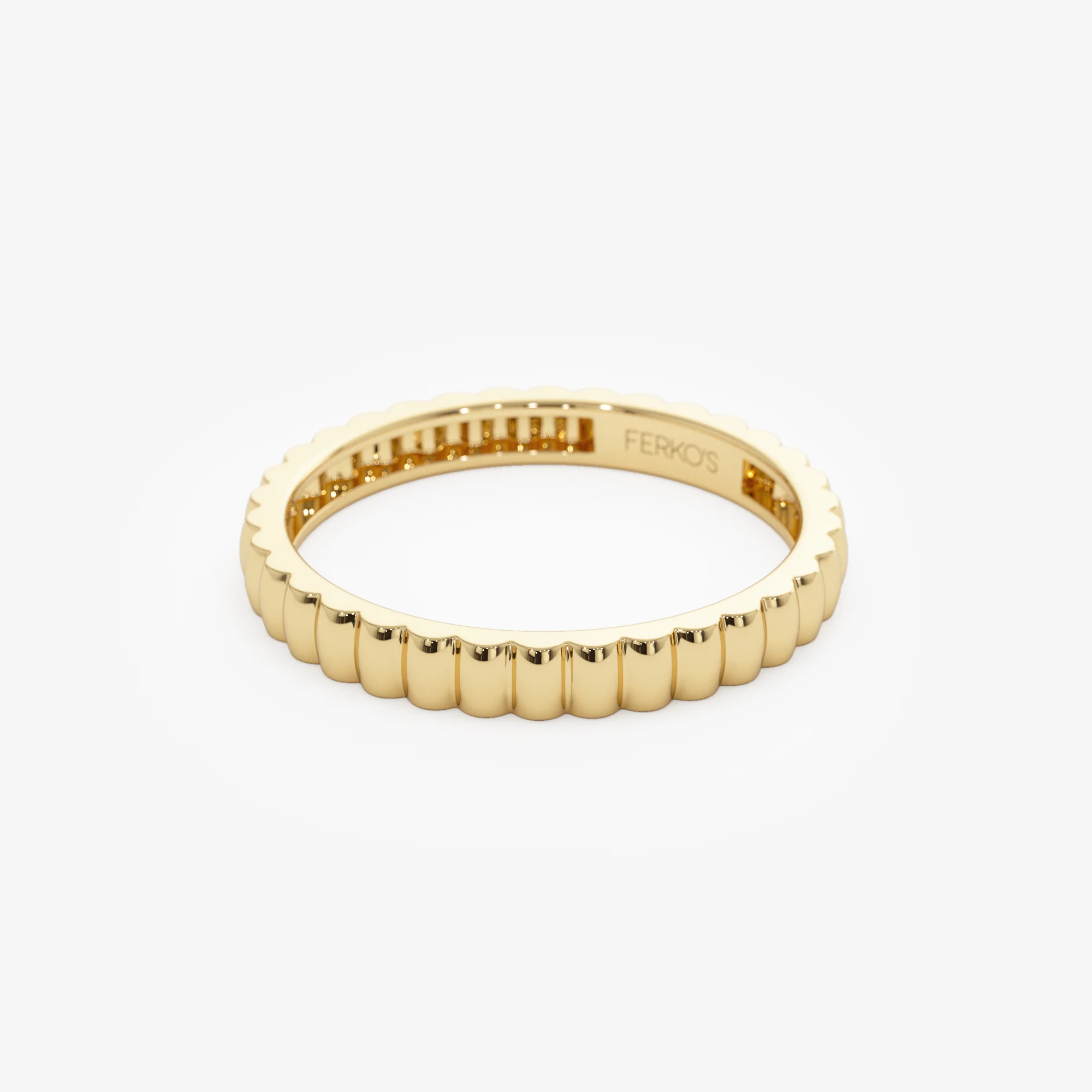 14K 2.5MM Ribbed Gold Band - Image 8
