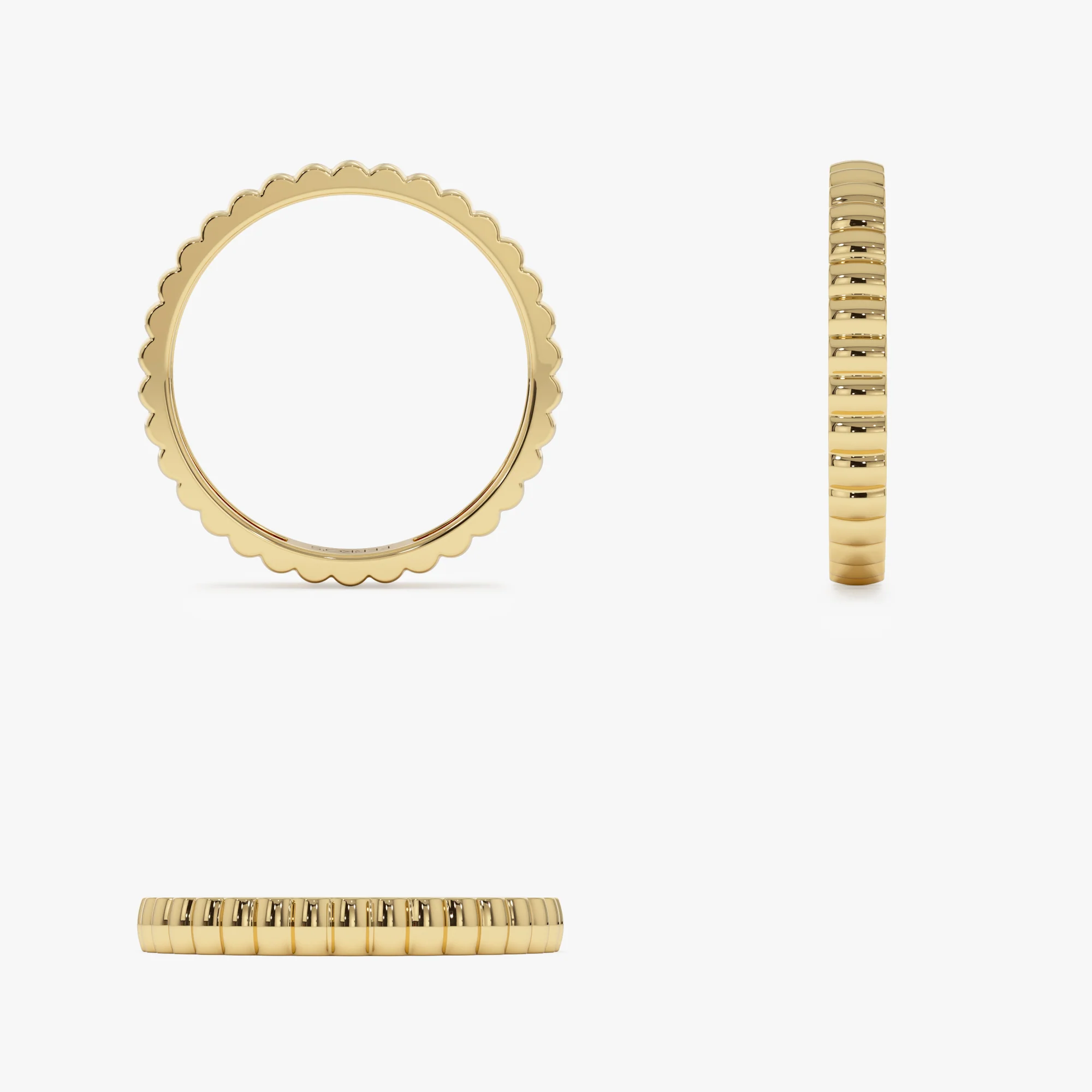 14K 2.5MM Ribbed Gold Band - Image 9