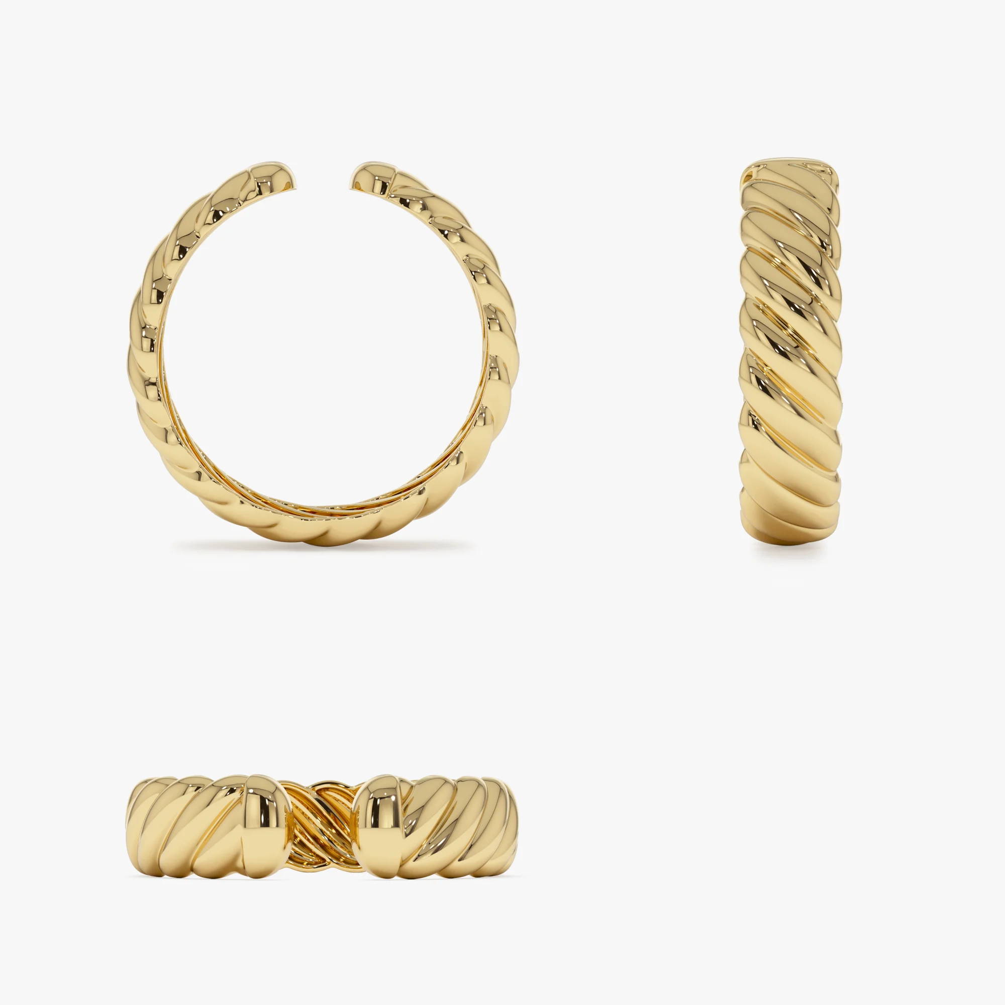 14K 5MM Rope Cuff Ring - Image 8