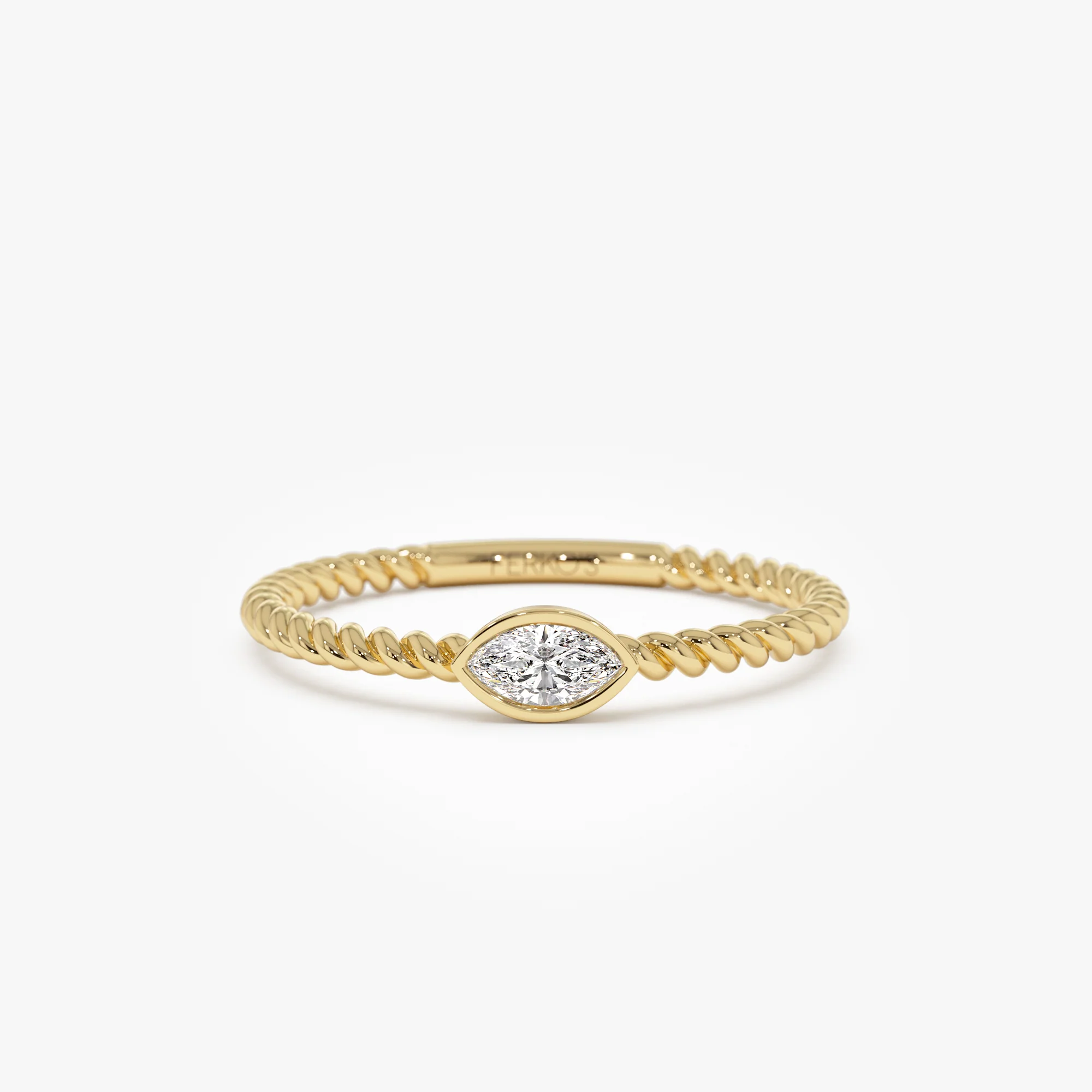 14kt Bezel Marquise Diamond Rope ring