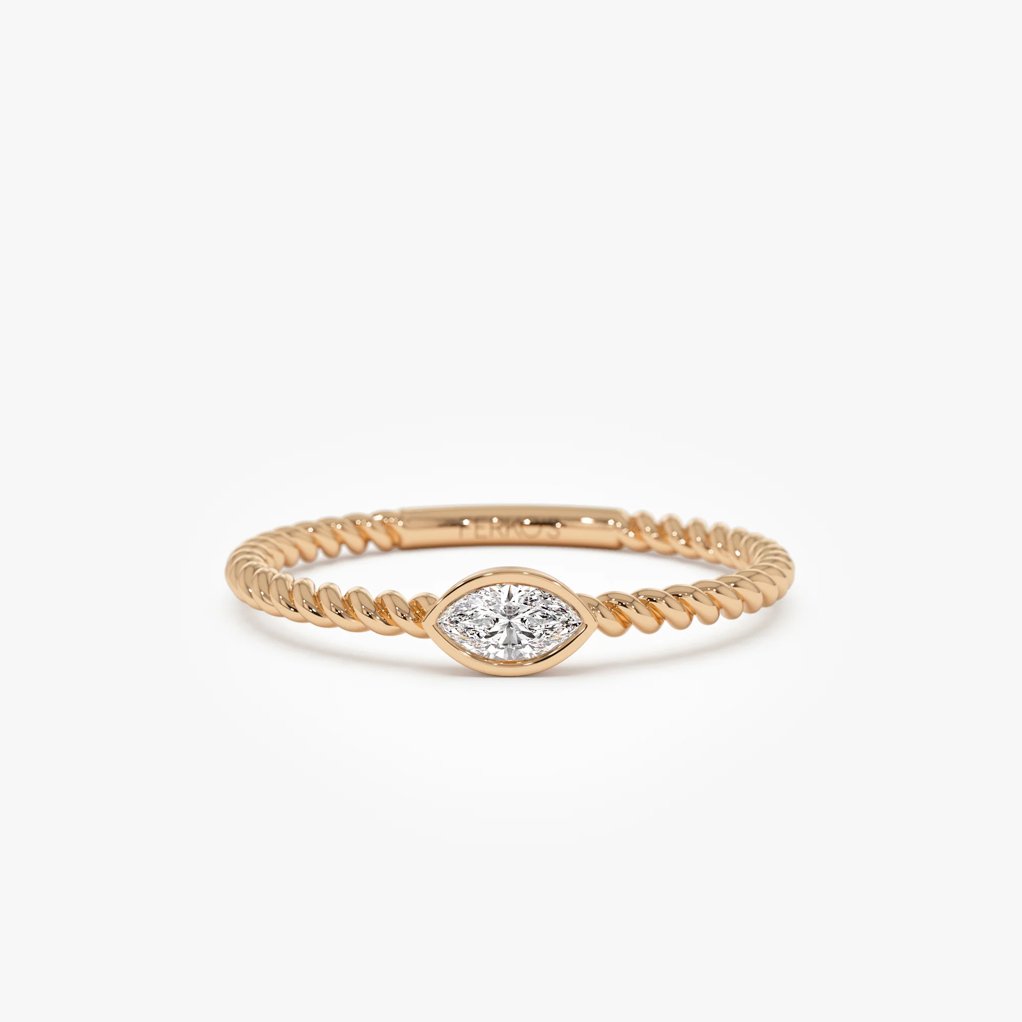 14kt Bezel Marquise Diamond Rope ring - Image 6