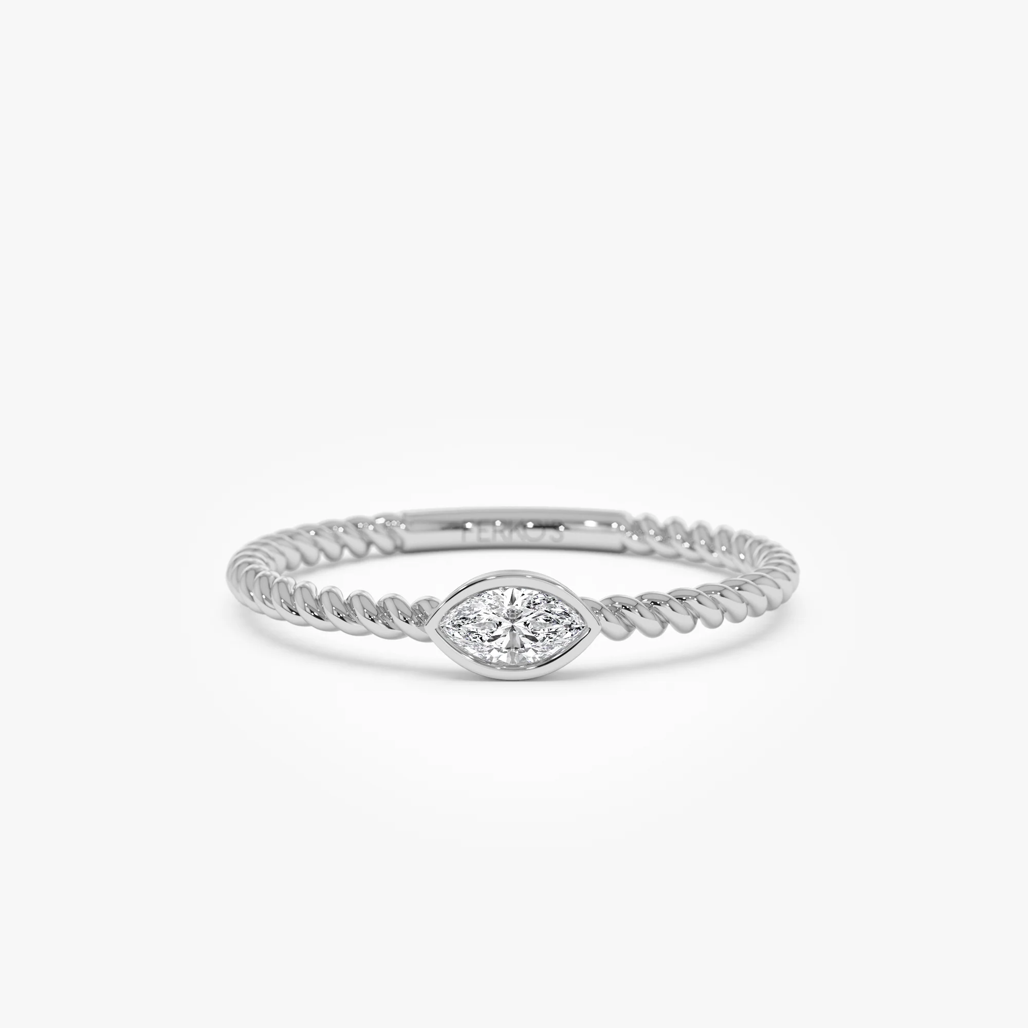14kt Bezel Marquise Diamond Rope ring - Image 7