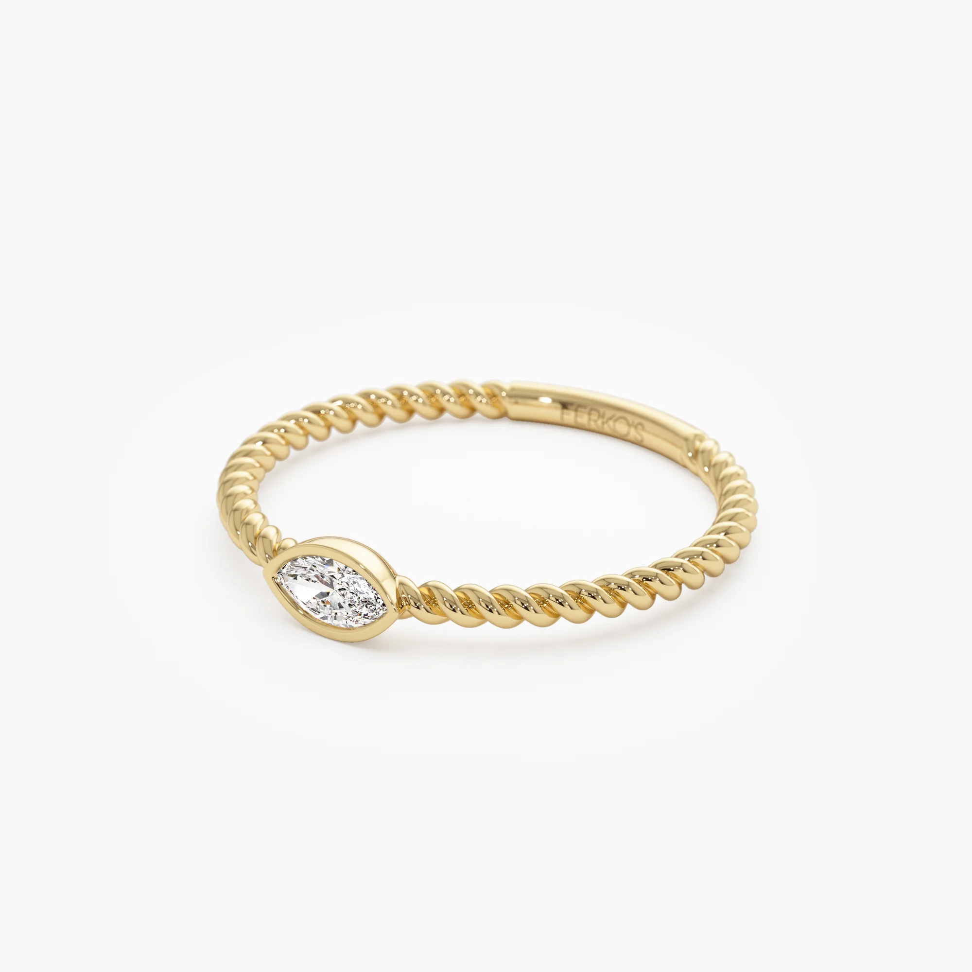 14kt Bezel Marquise Diamond Rope ring - Image 8