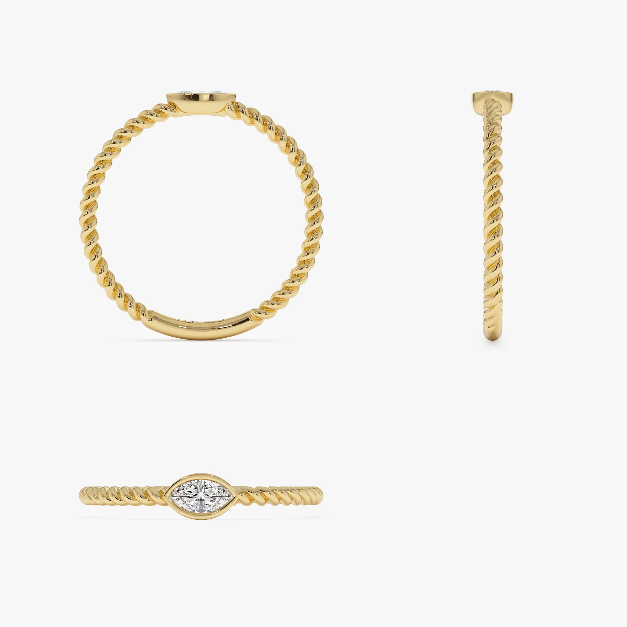 14kt Bezel Marquise Diamond Rope ring - Image 9