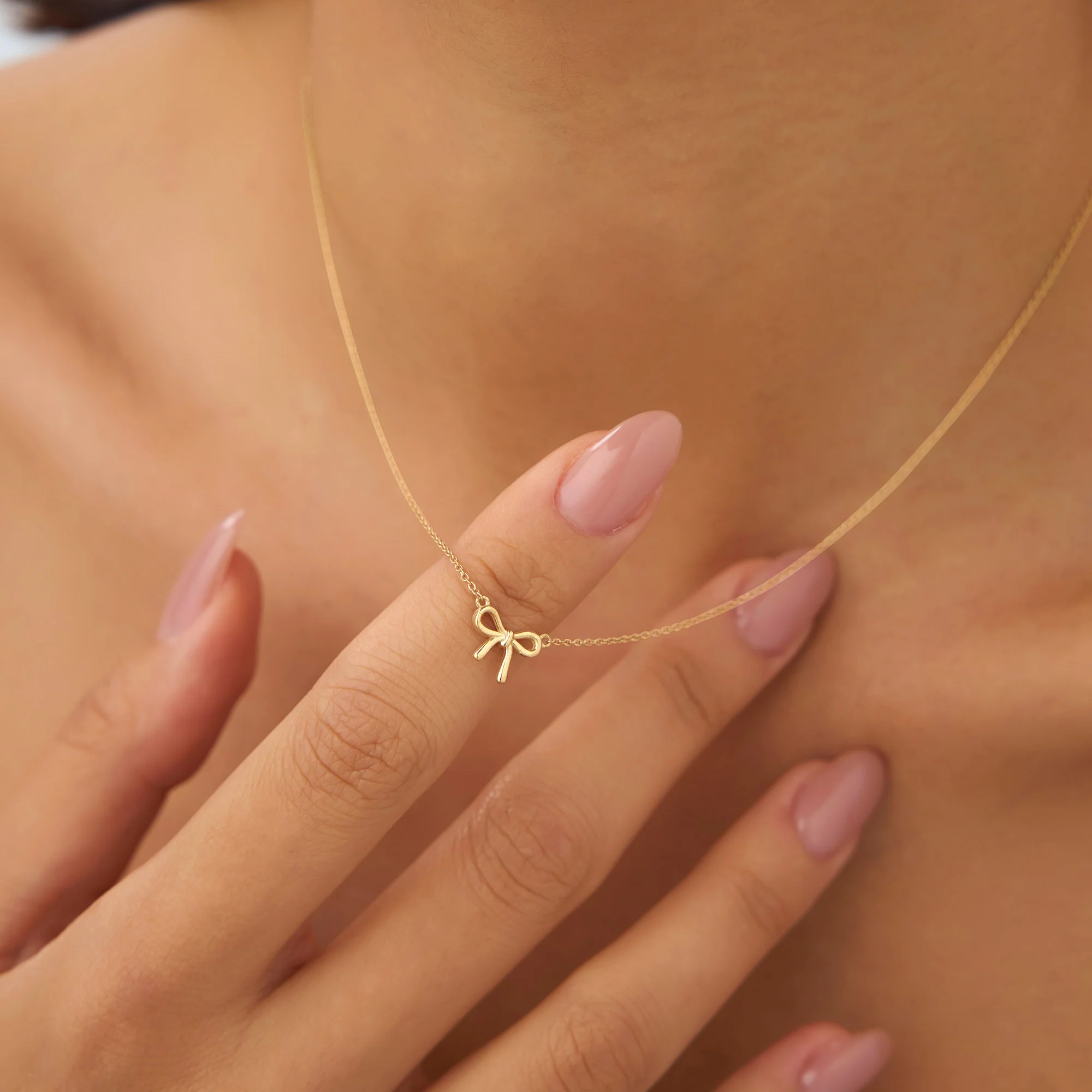 14Kt Plain Gold Ribbon Necklace - Image 2