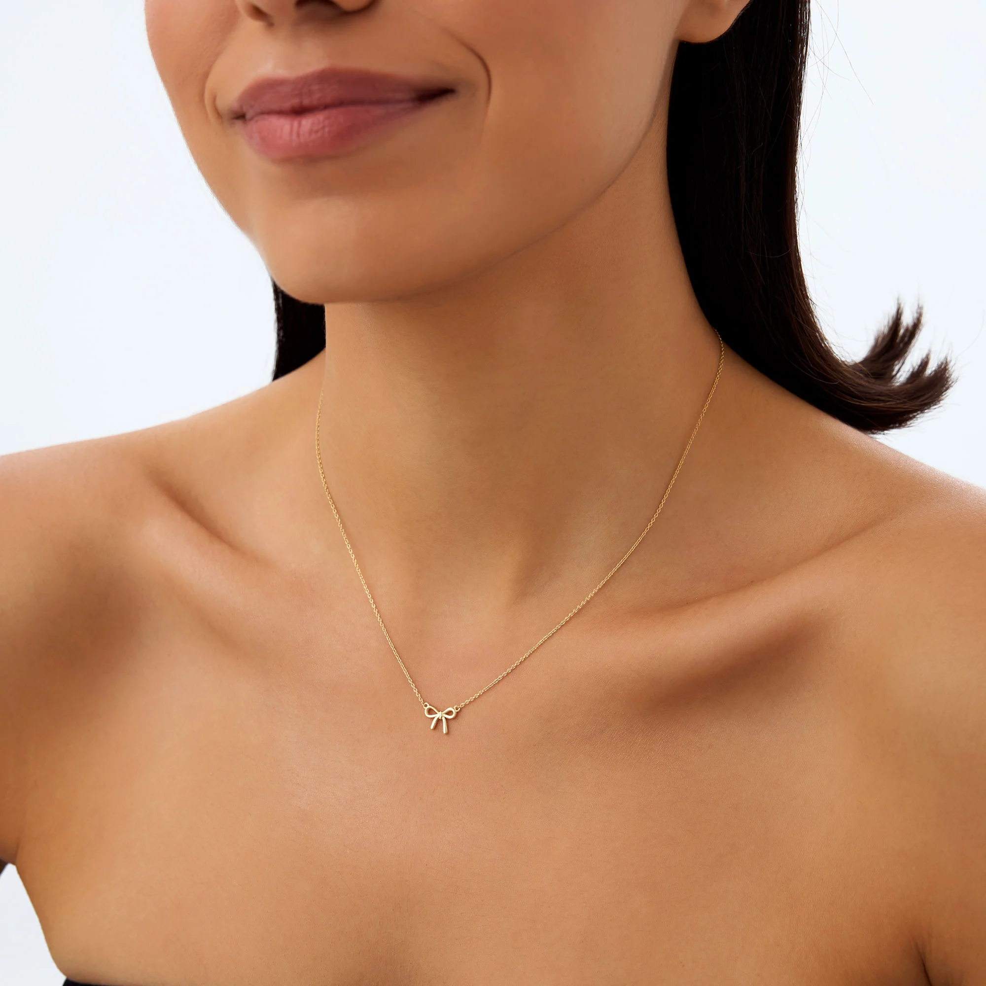14Kt Plain Gold Ribbon Necklace - Image 4