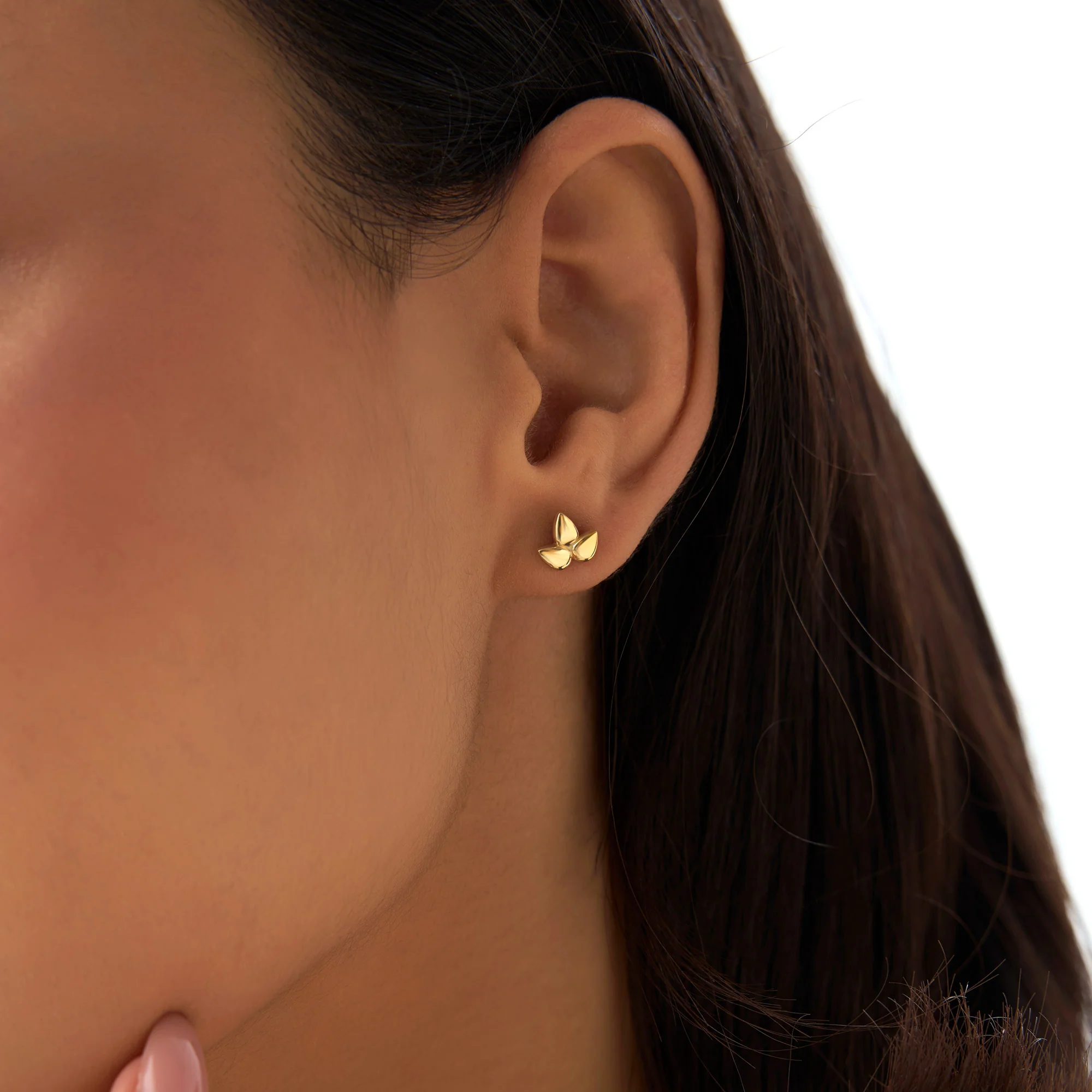 14K Trio Petal Stud Earrings - Image 2