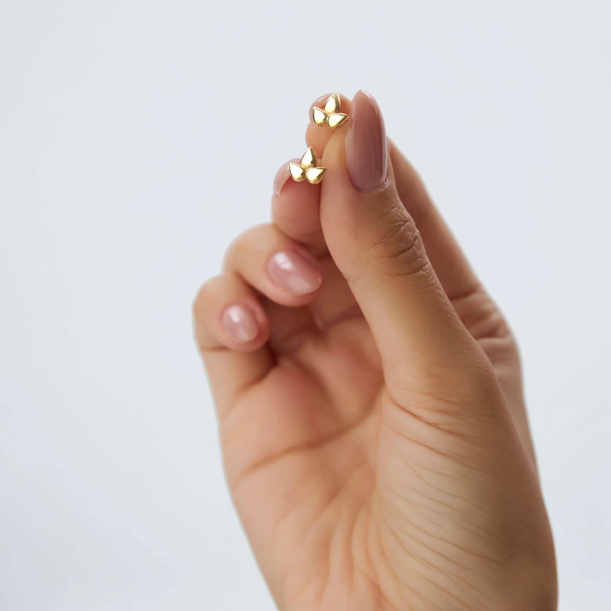 14K Trio Petal Stud Earrings - Image 3
