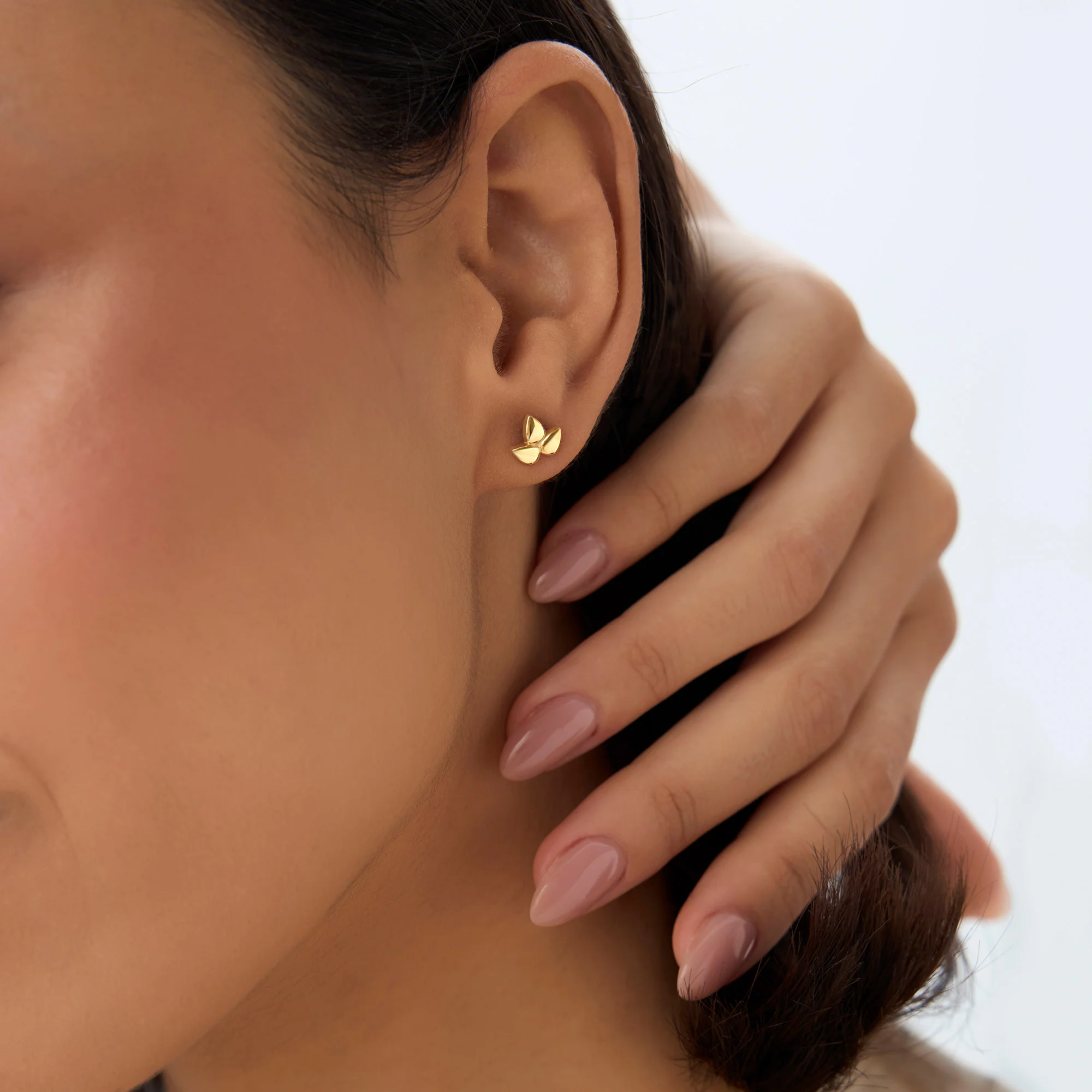 14K Trio Petal Stud Earrings - Image 4