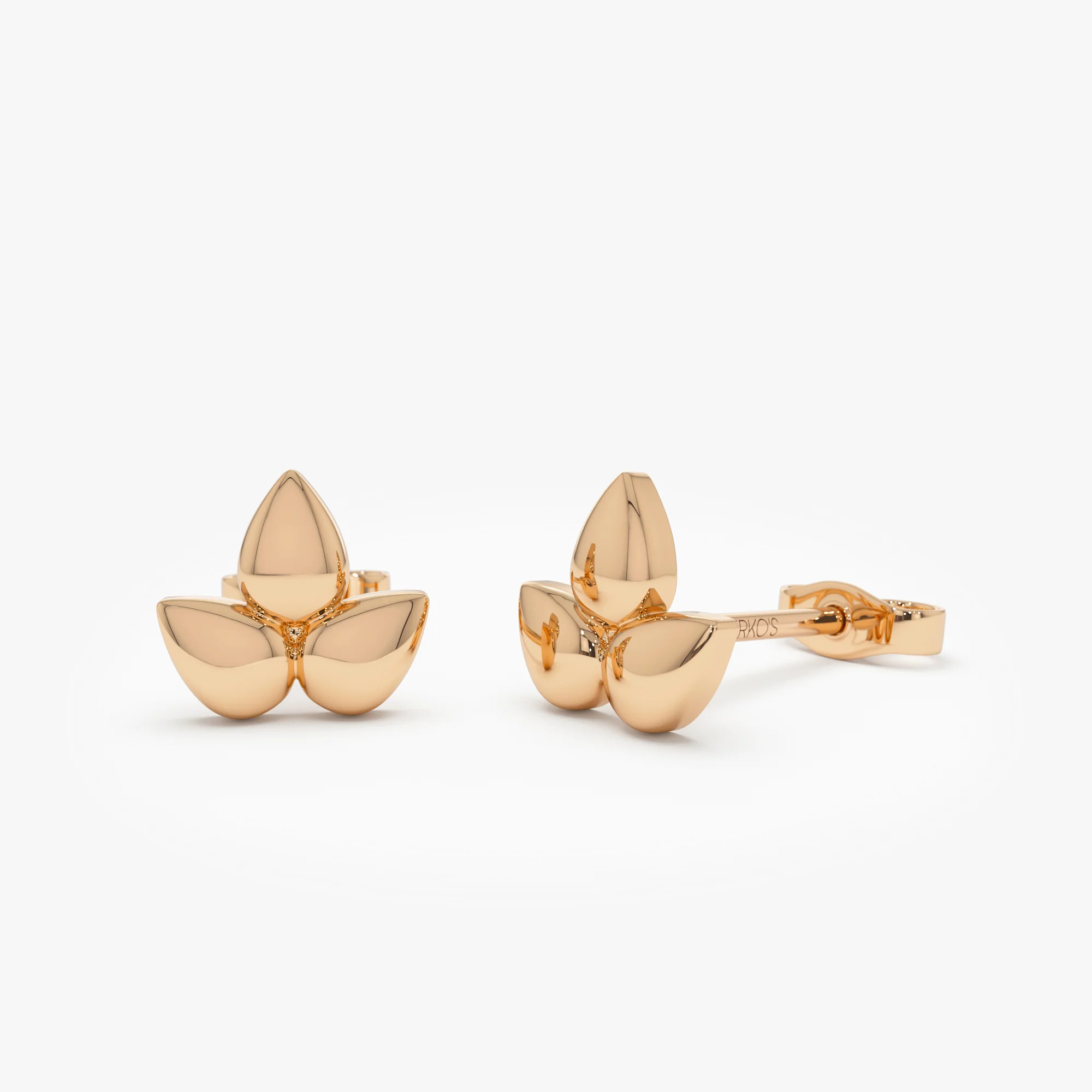 14K Trio Petal Stud Earrings - Image 5