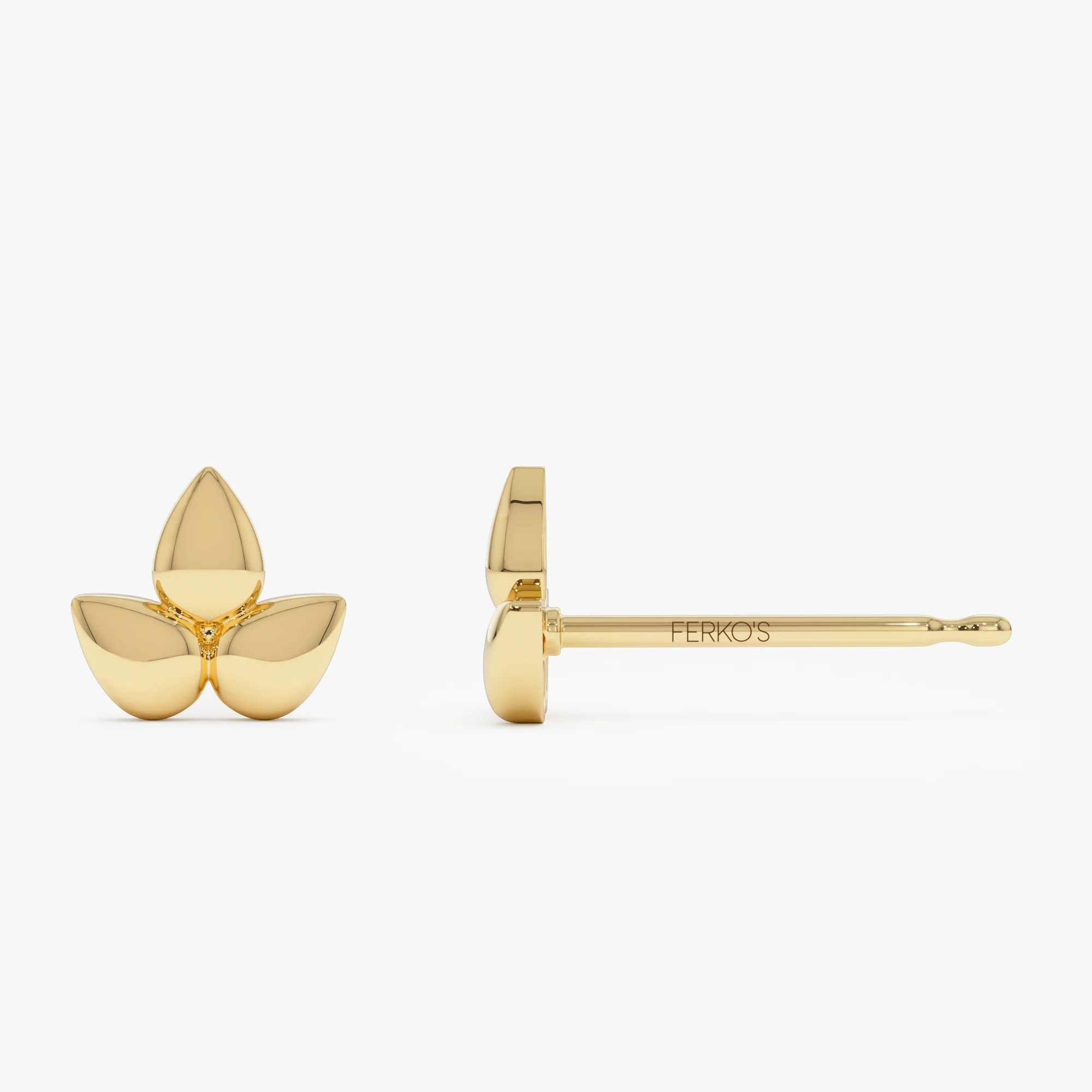 14K Trio Petal Stud Earrings - Image 7