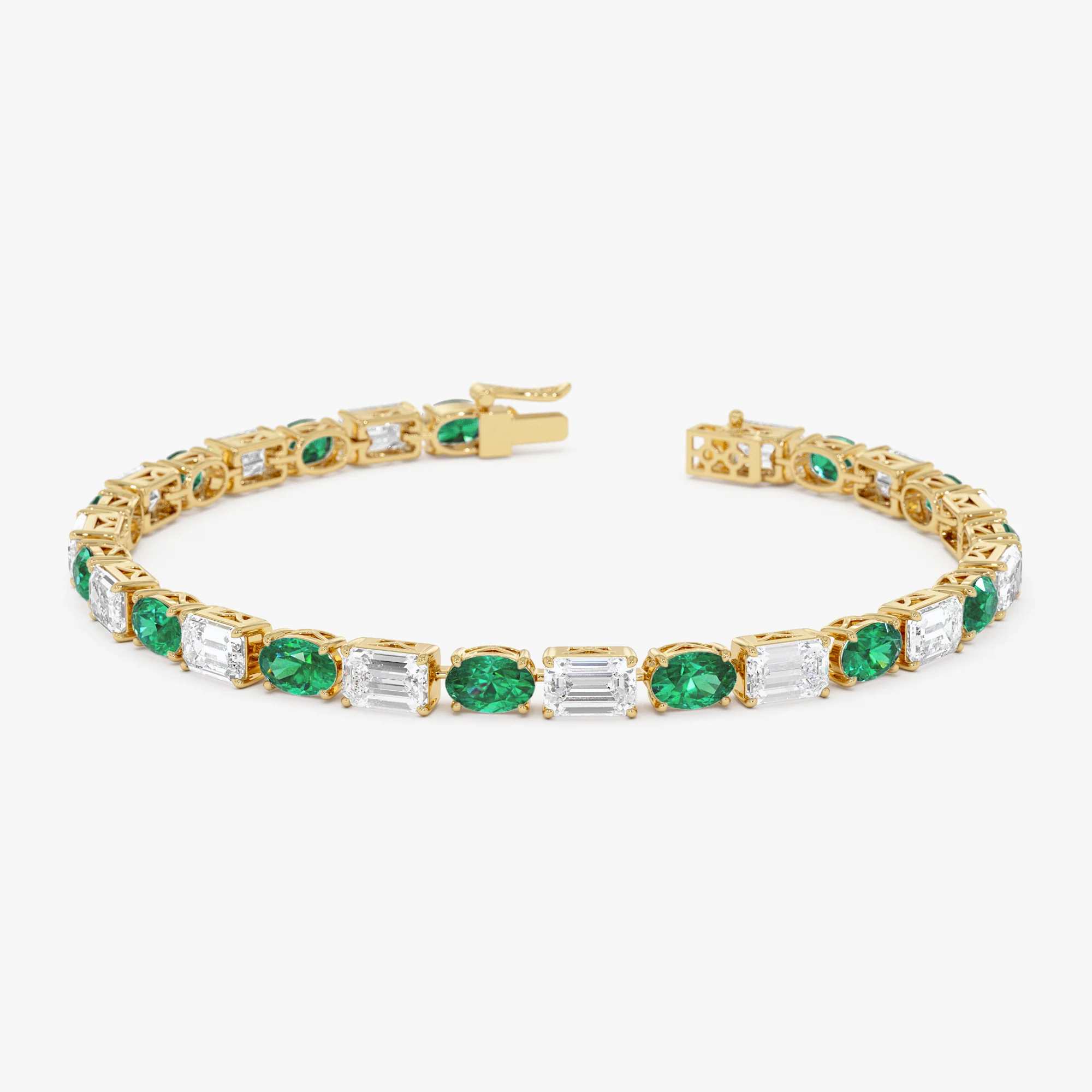 15.30 ctw 14k Lab Grown Colombian Emerald and Diamond Bracelet - Brooke