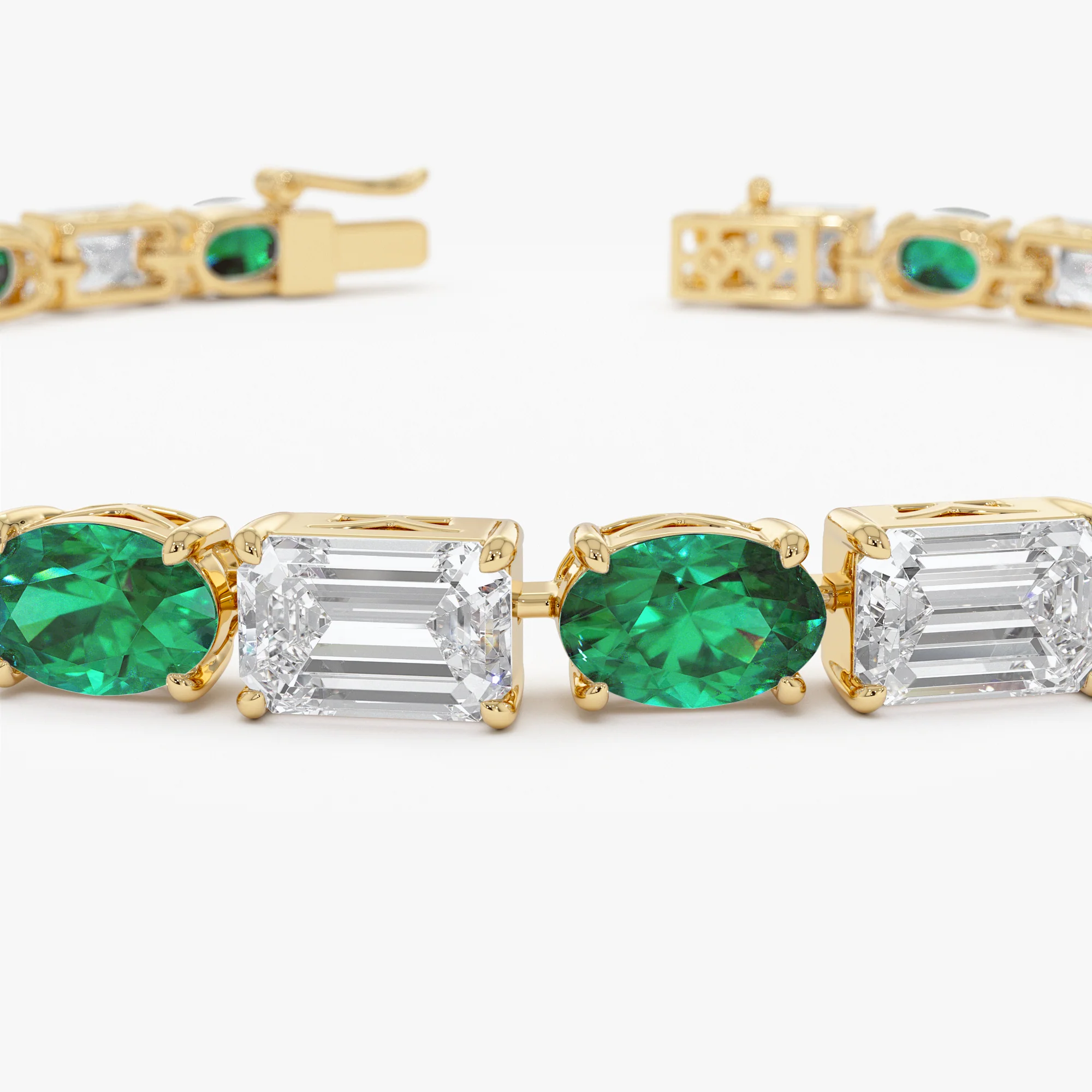 15.30 ctw 14k Lab Grown Colombian Emerald and Diamond Bracelet - Brooke - Image 5