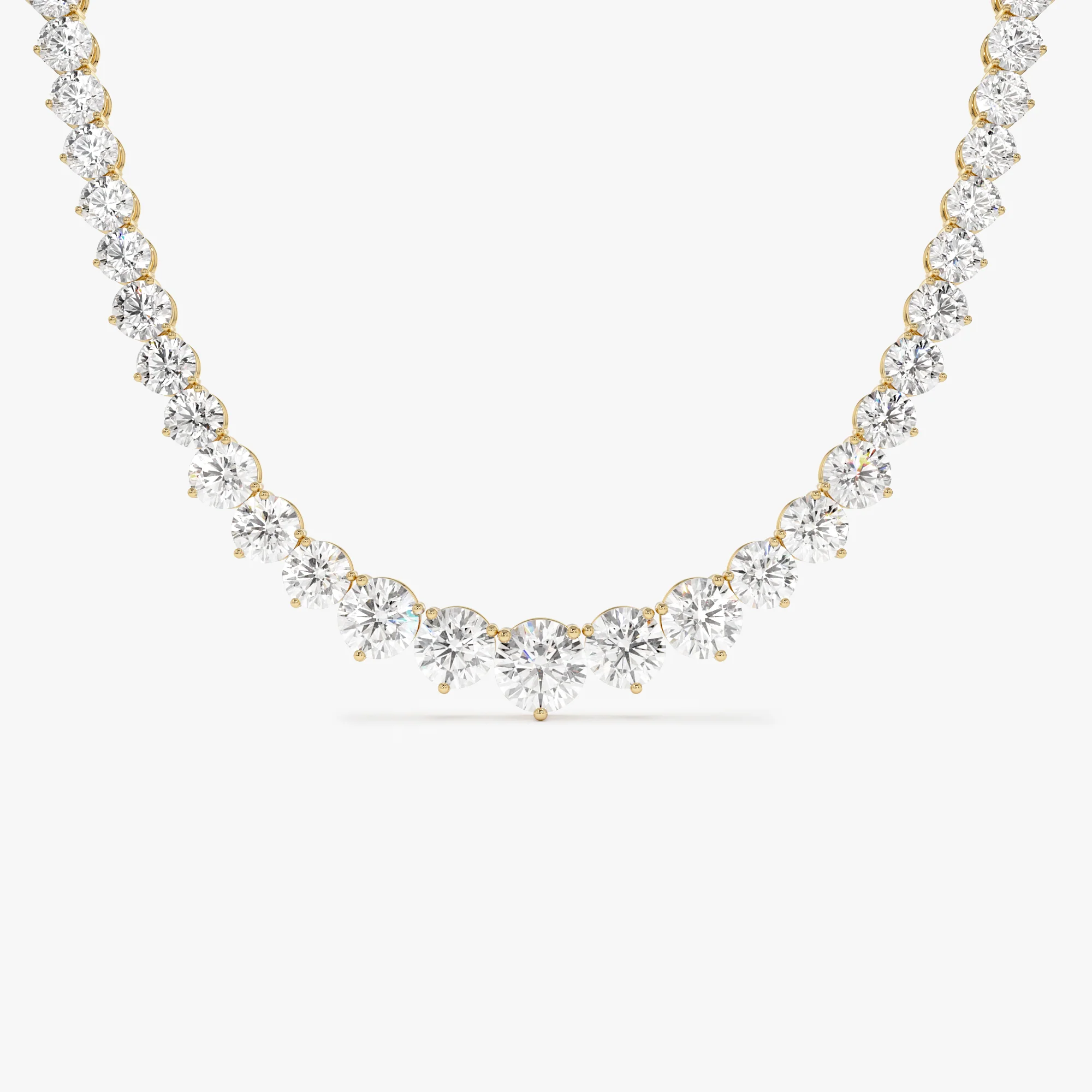 15.45ctw 14k Round Shaped Lab Grown Graduating Diamond Tennis Necklace - Noor