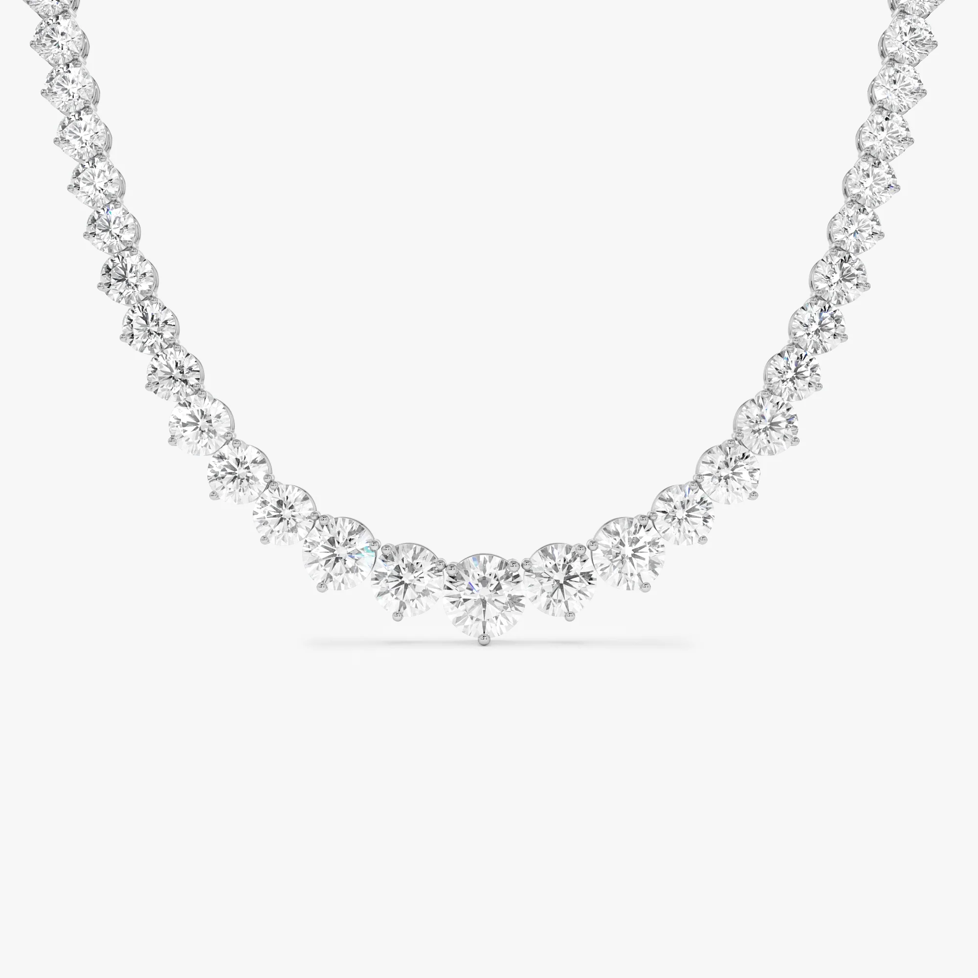 15.45ctw 14k Round Shaped Lab Grown Graduating Diamond Tennis Necklace - Noor - Image 4