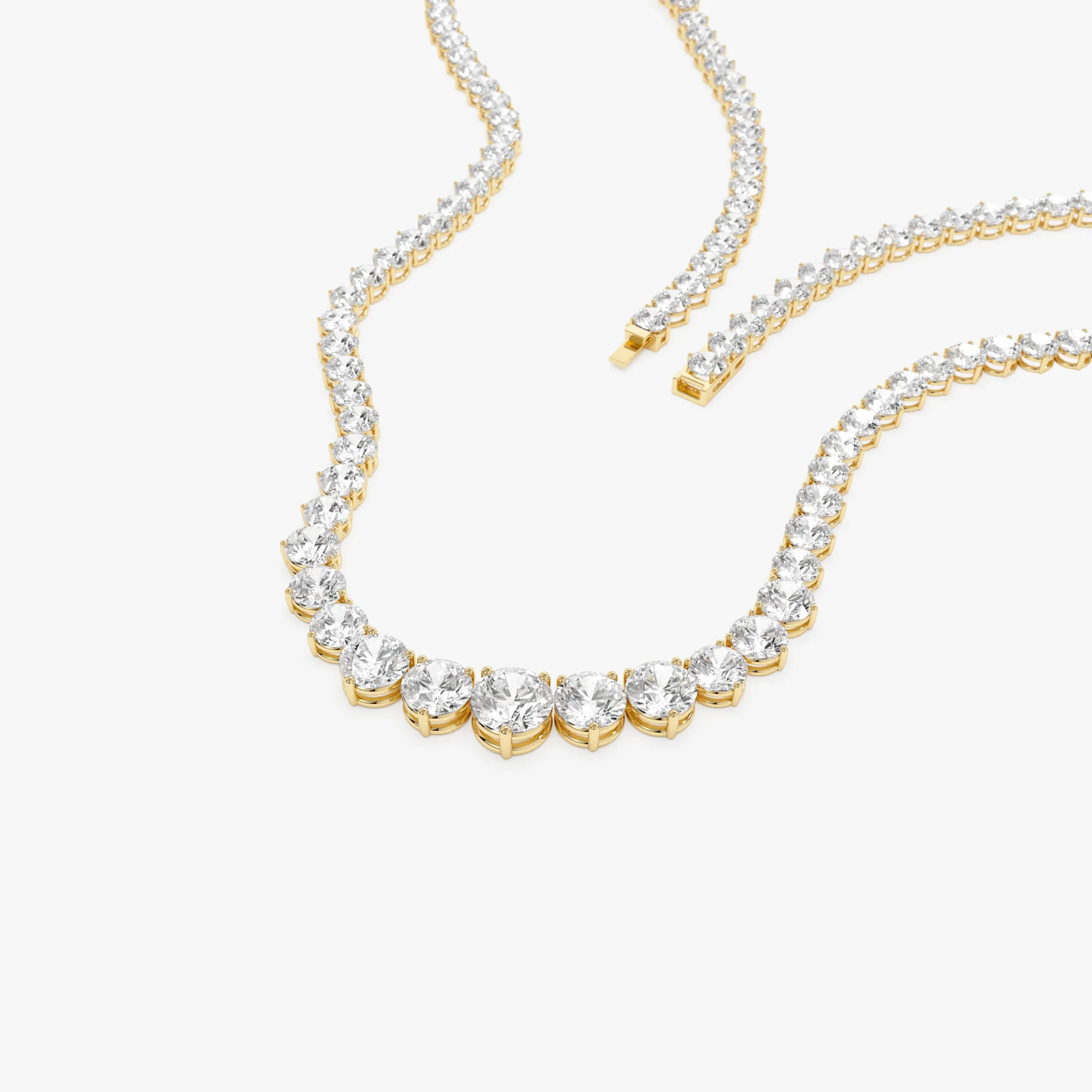 15.45ctw 14k Round Shaped Lab Grown Graduating Diamond Tennis Necklace - Noor - Image 5