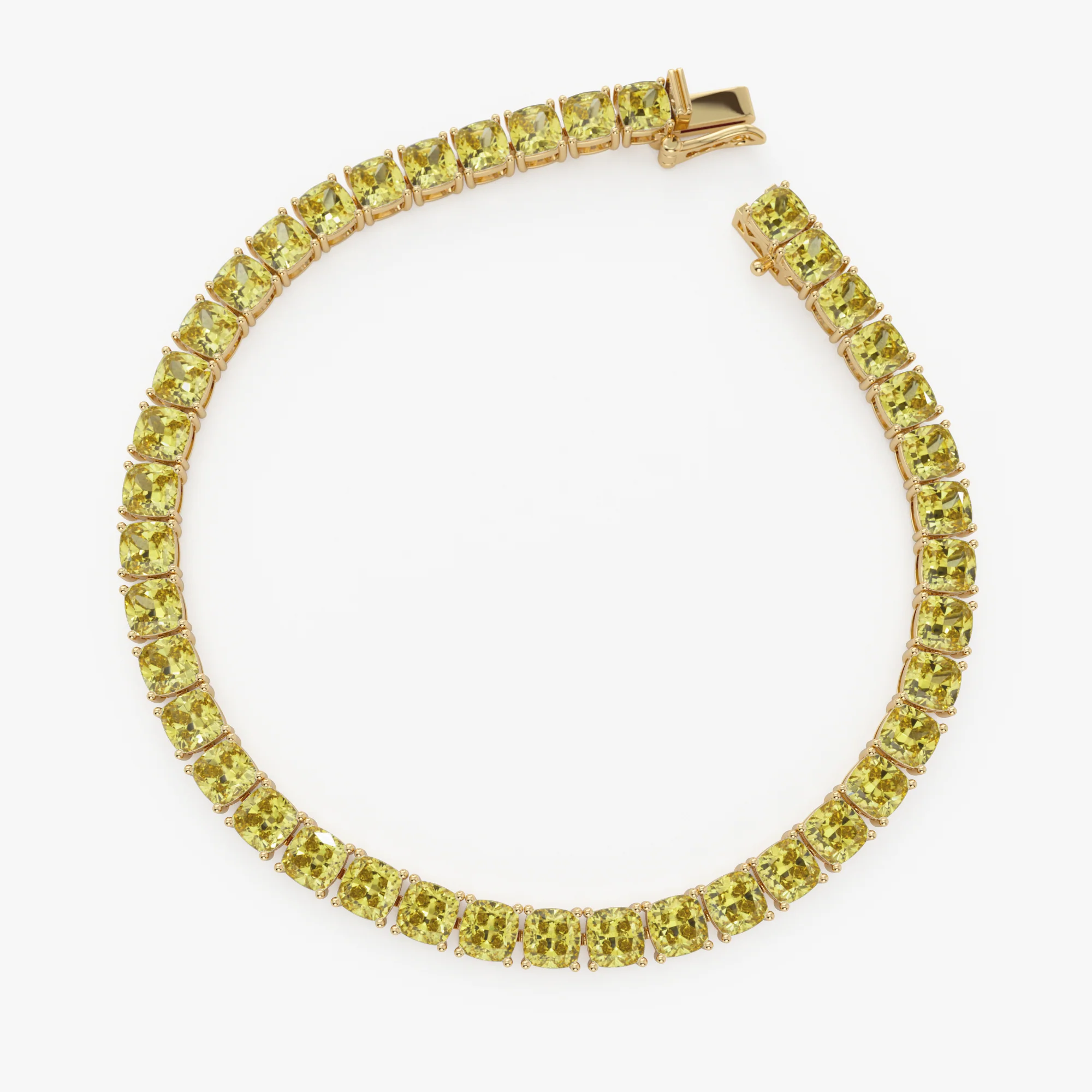17.50 ctw 14k Lab Grown Cushion Cut Fancy Vivid Yellow Diamond Tennis Bracelet - Paige - Image 6