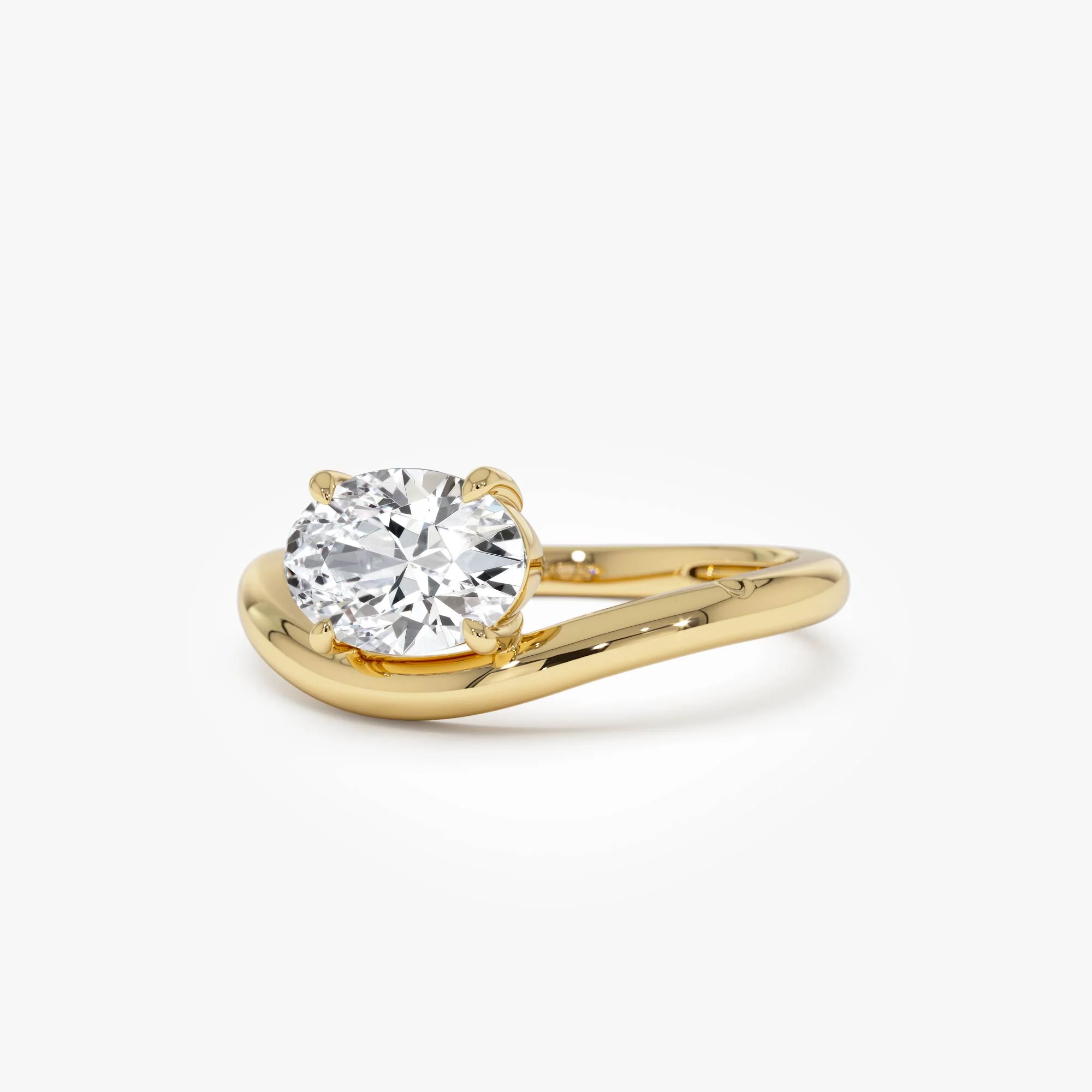 1ct Oval Shaped Lab Grown Contemporary Diamond Engagement Ring - Clio