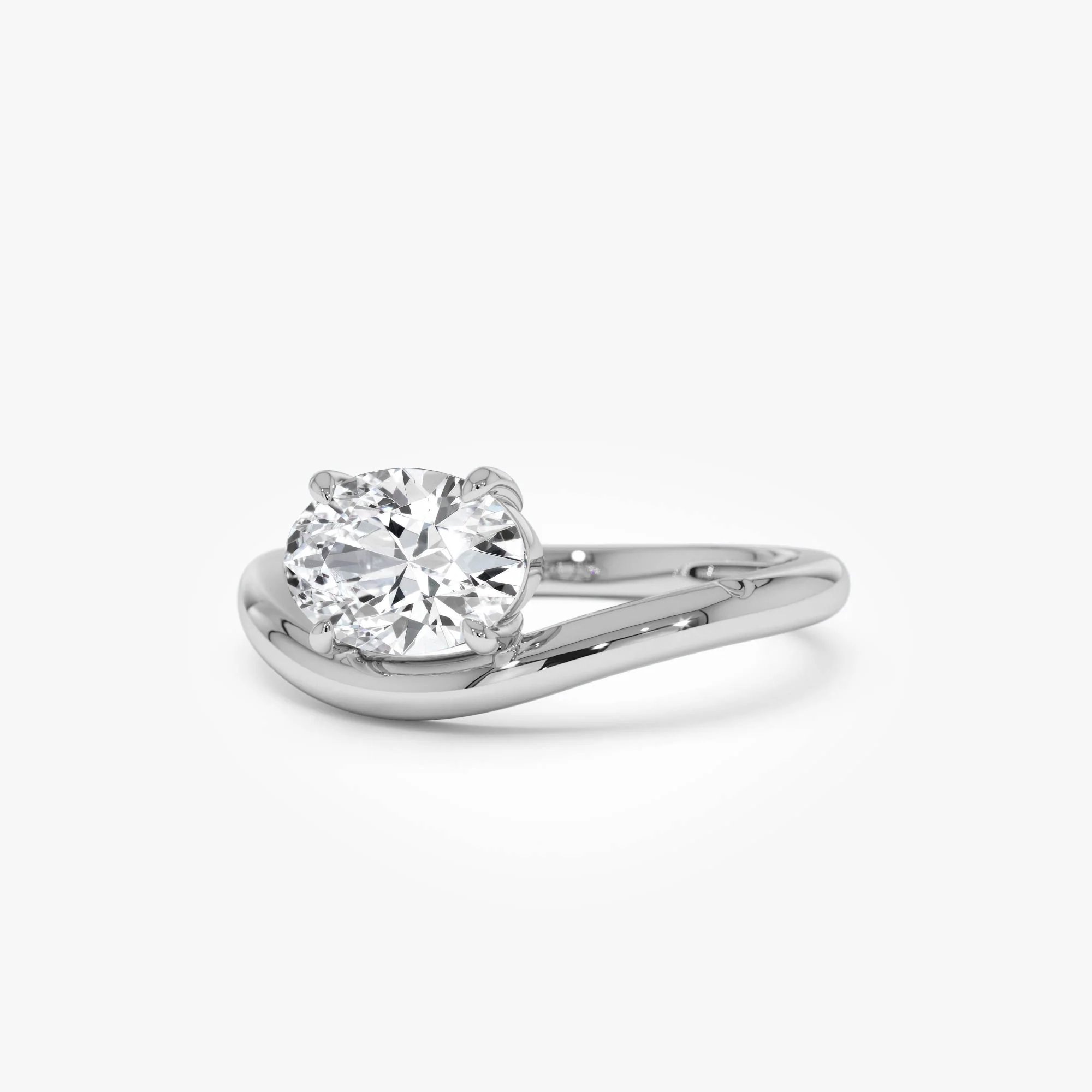 1ct Oval Shaped Lab Grown Contemporary Diamond Engagement Ring - Clio - Image 6