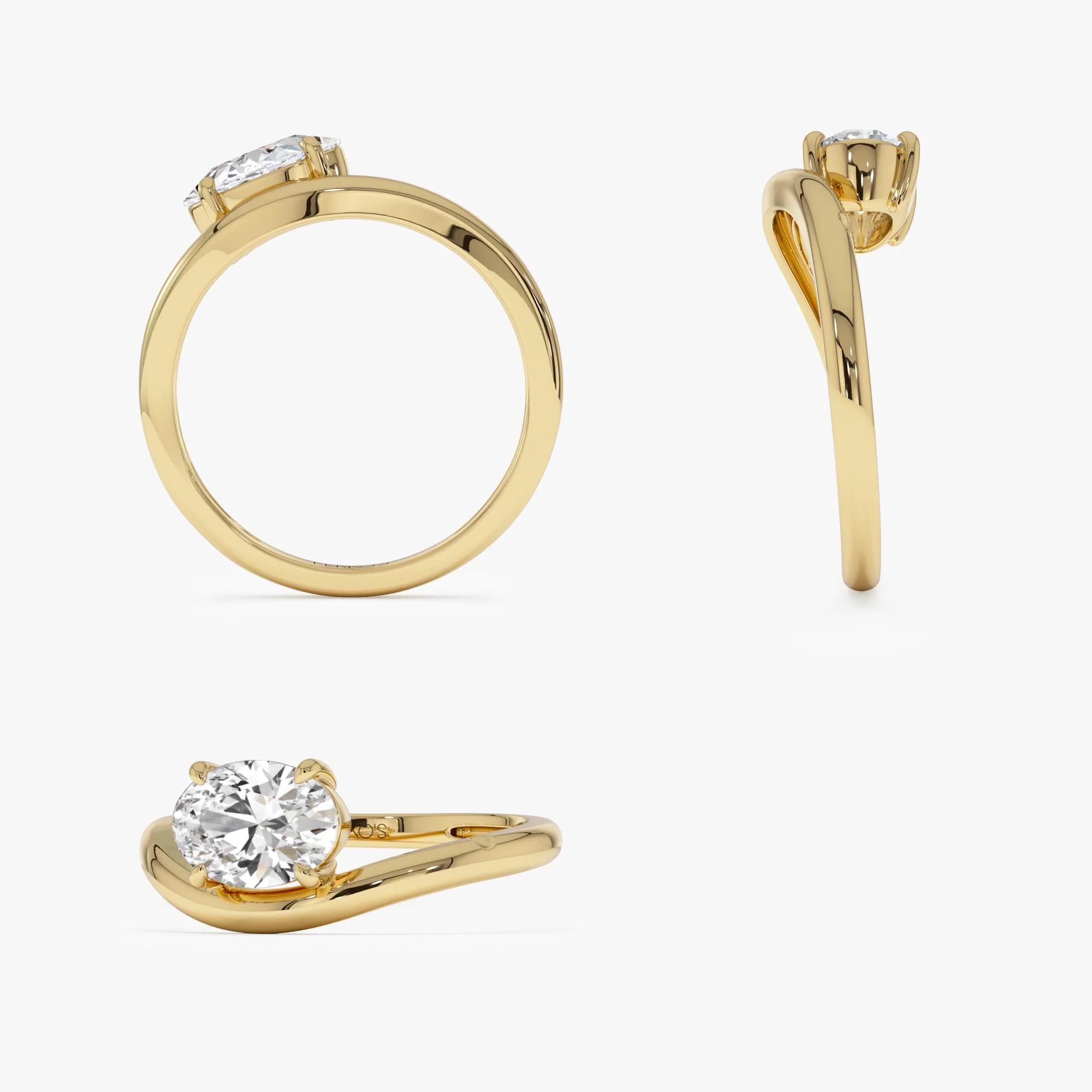1ct Oval Shaped Lab Grown Contemporary Diamond Engagement Ring - Clio - Image 8