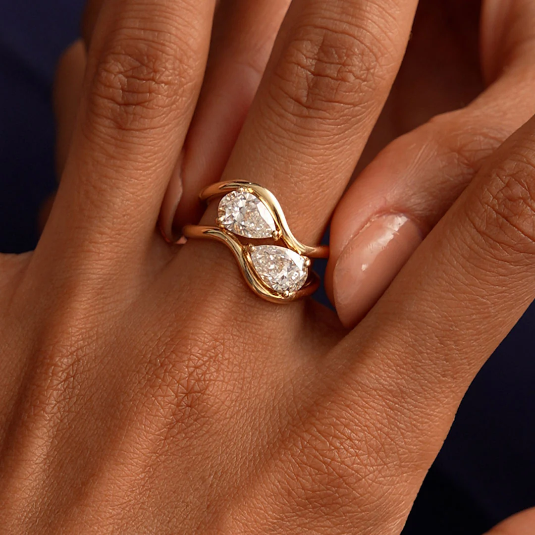 2.00 Ctw 14k Pear Shaped Lab Grown Diamond Stacked Rings - Chloe - Image 2