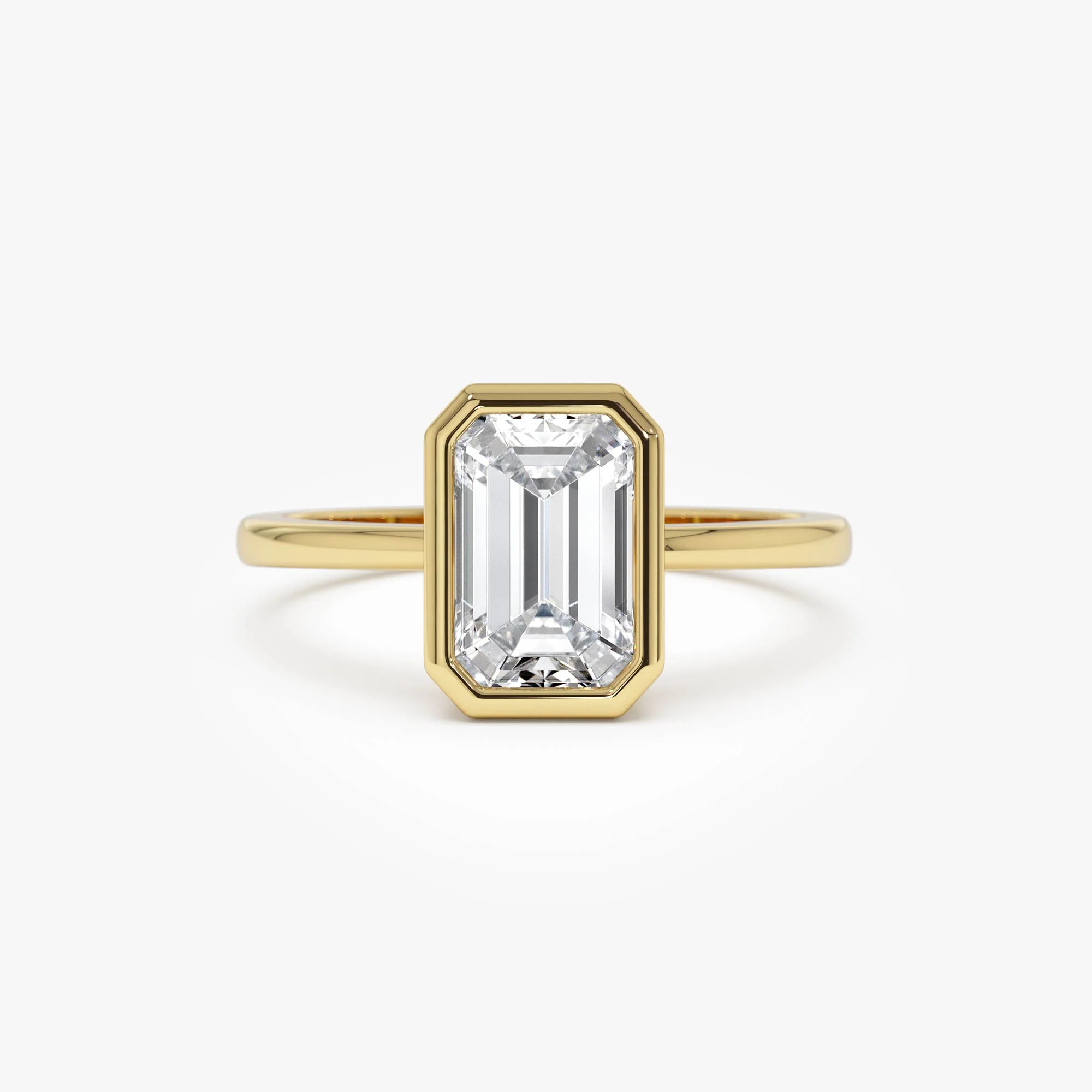 2.00 Ct 14k Emerald Cut Lab Grown Bezel Setting Diamond Engagement Ring – Naomi