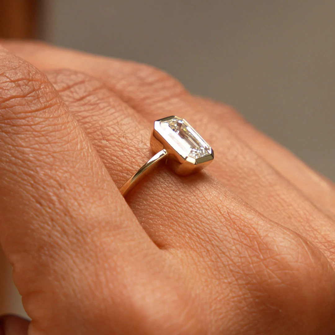 2.00 Ct 14k Emerald Cut Lab Grown Bezel Setting Diamond Engagement Ring – Naomi - Image 4