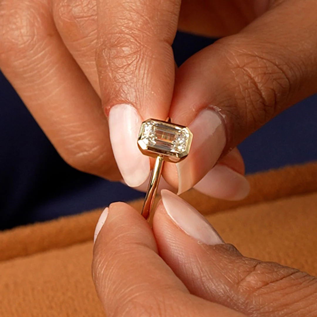 2.00 Ct 14k Emerald Cut Lab Grown Bezel Setting Diamond Engagement Ring – Naomi - Image 6