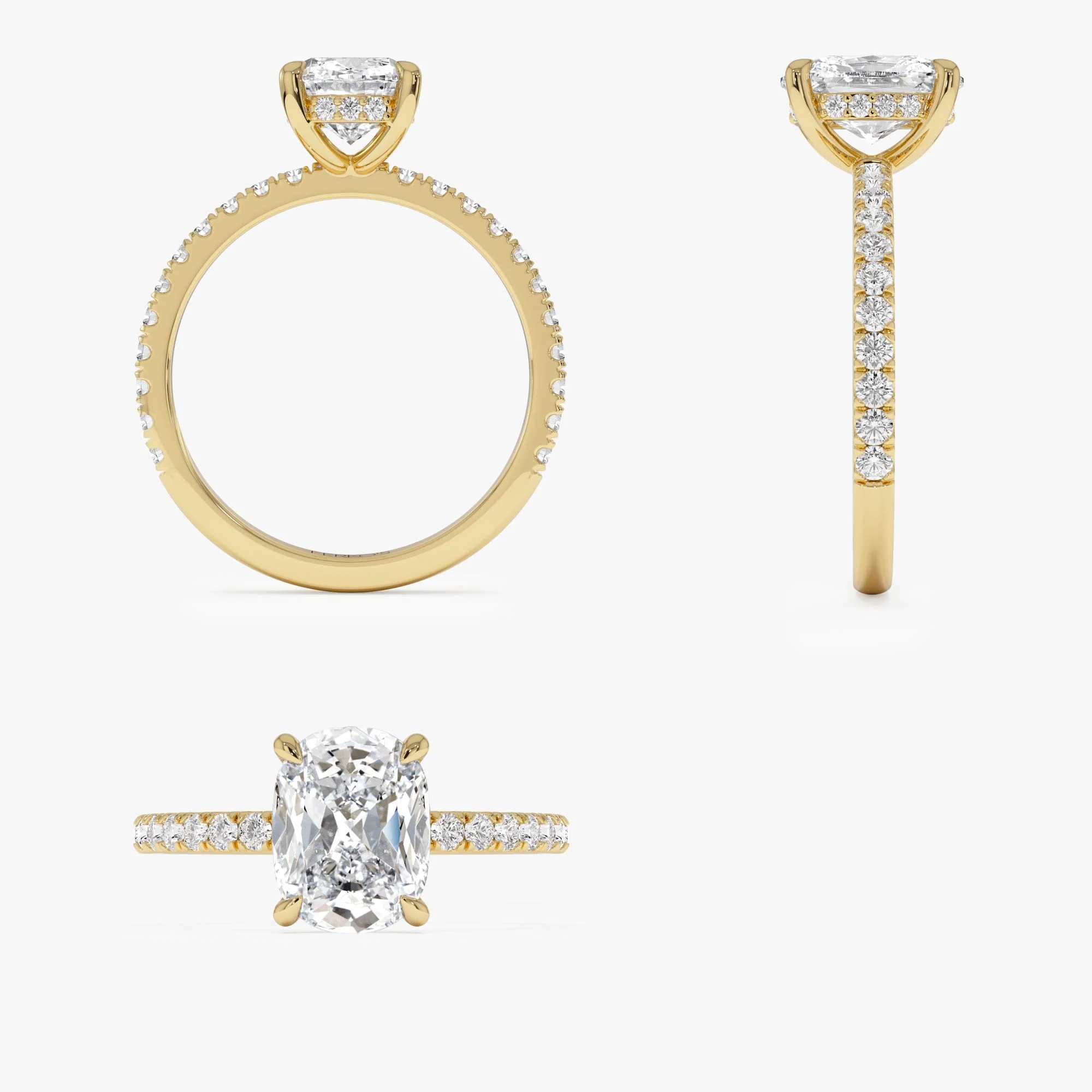 2.00 Ctw 14k Cushion Cut Lab Grown Diamond Pavé Band Ring with Hidden Halo – Renée - Image 10