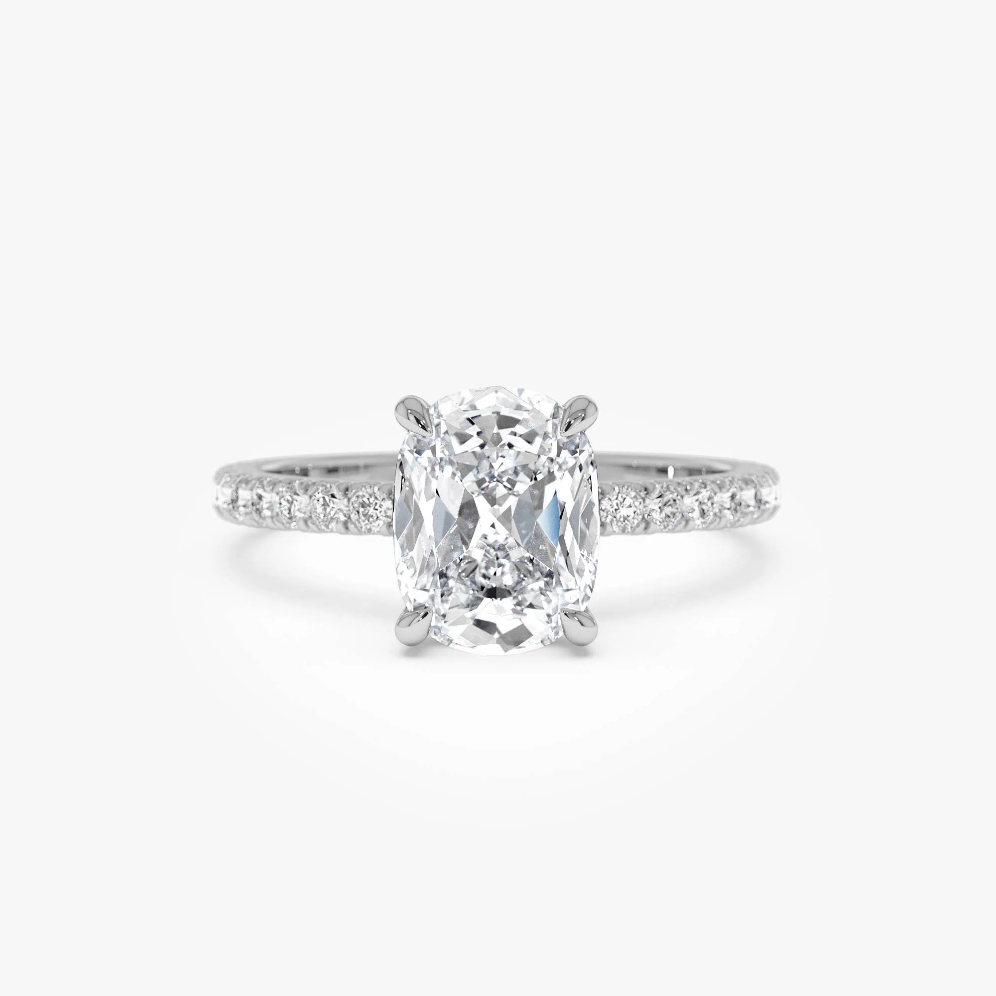 2.00 Ctw 14k Cushion Cut Lab Grown Diamond Pavé Band Ring with Hidden Halo – Renée - Image 7