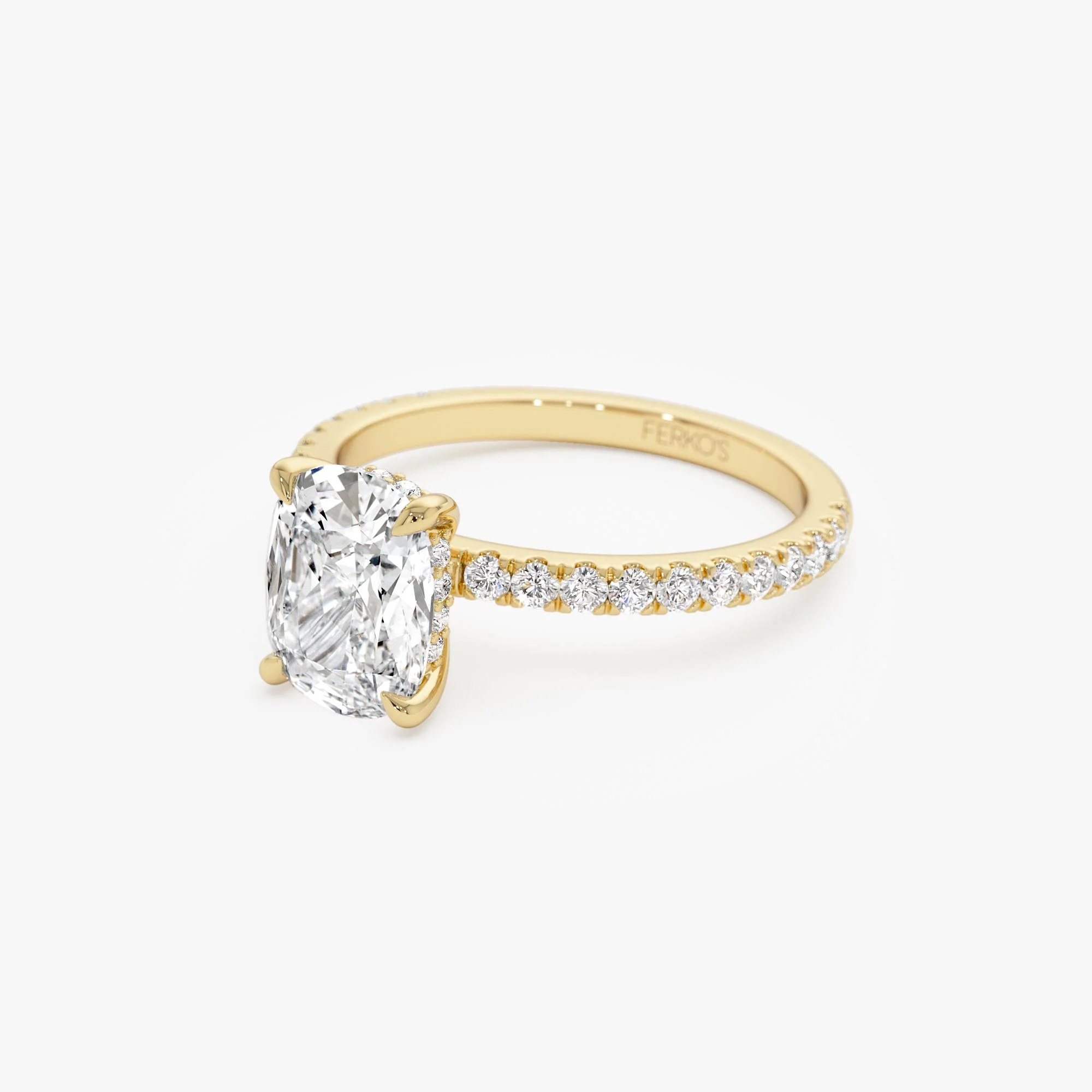 2.00 Ctw 14k Cushion Cut Lab Grown Diamond Pavé Band Ring with Hidden Halo – Renée - Image 9